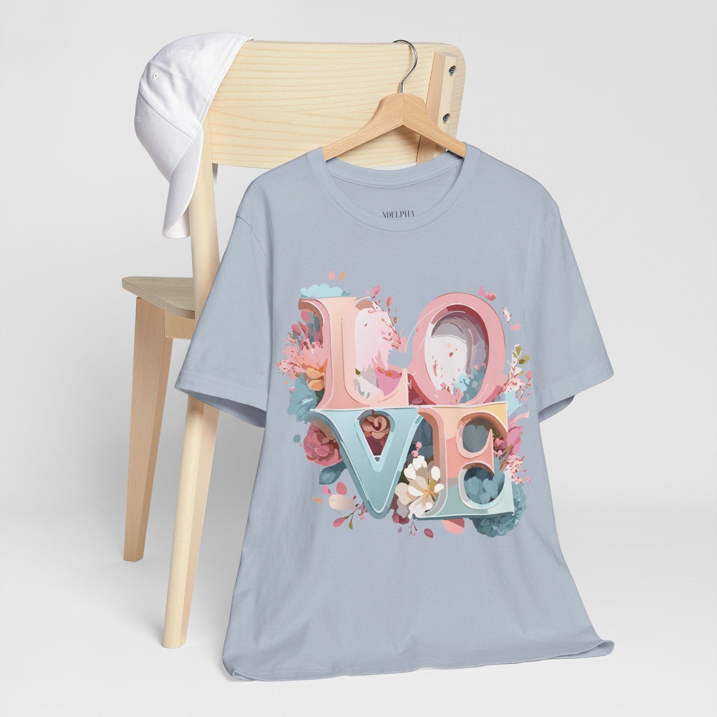 Valentine Day Graphic Unisex 100 Cotton Vintage Artwork with Love and Flower Design Tee 47