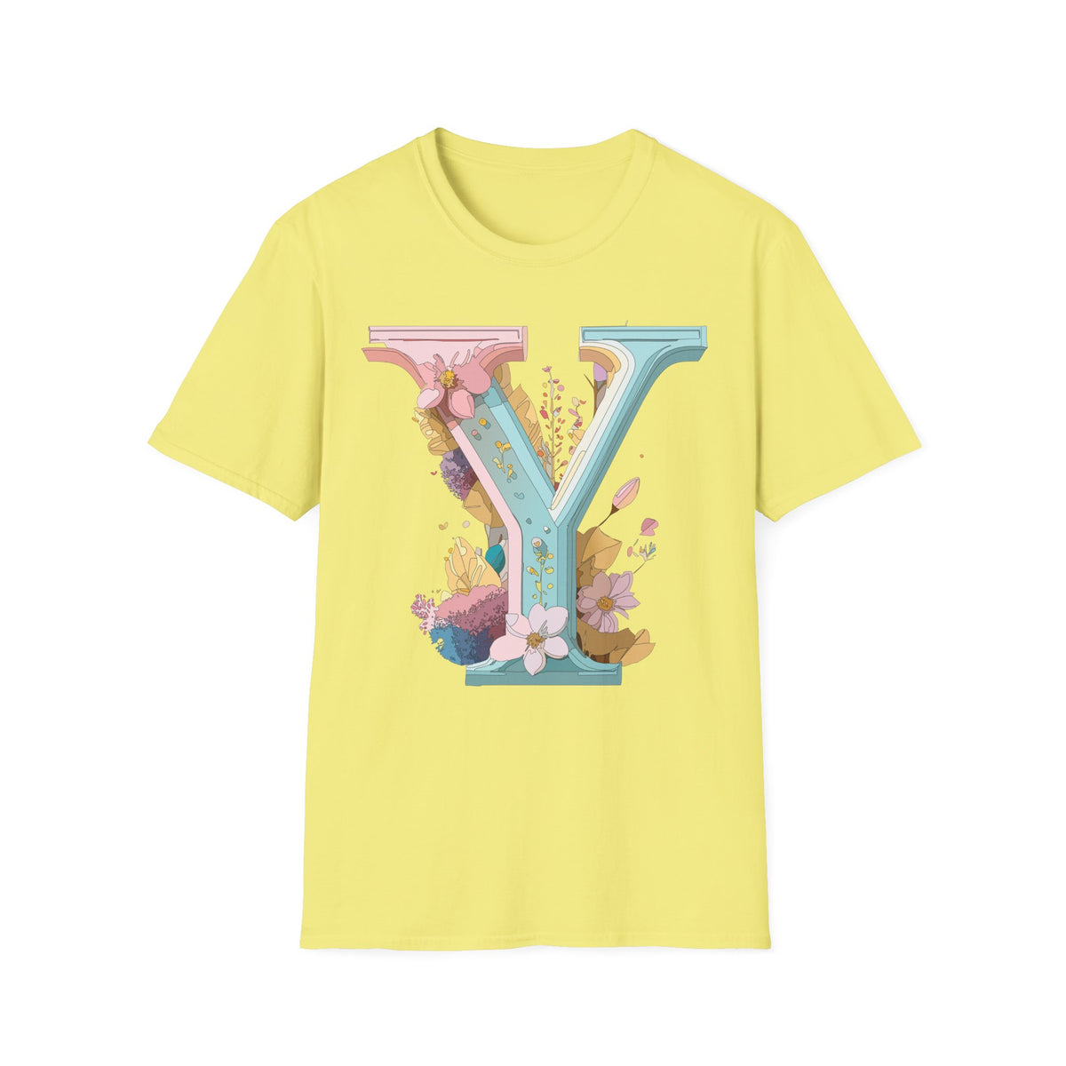 Floral Letter V T-Shirt | Pastel Monogram Tee