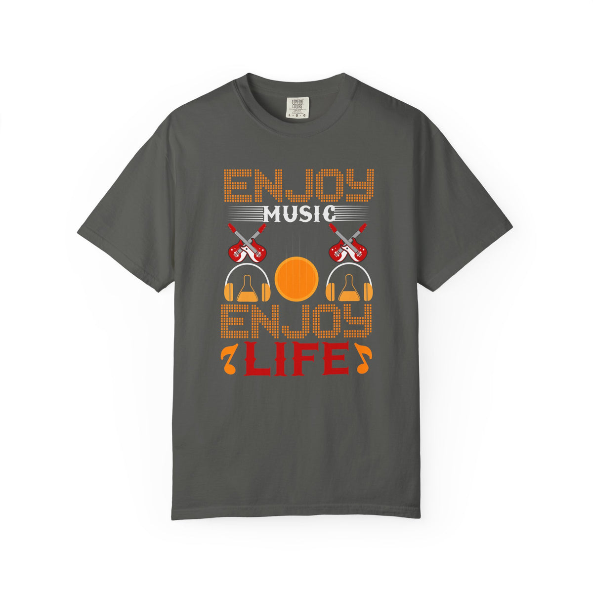 Enjoy Music Enjoy Life T-Shirt Retro Headphones Drum Guitar Unisex Cotton Tee 049