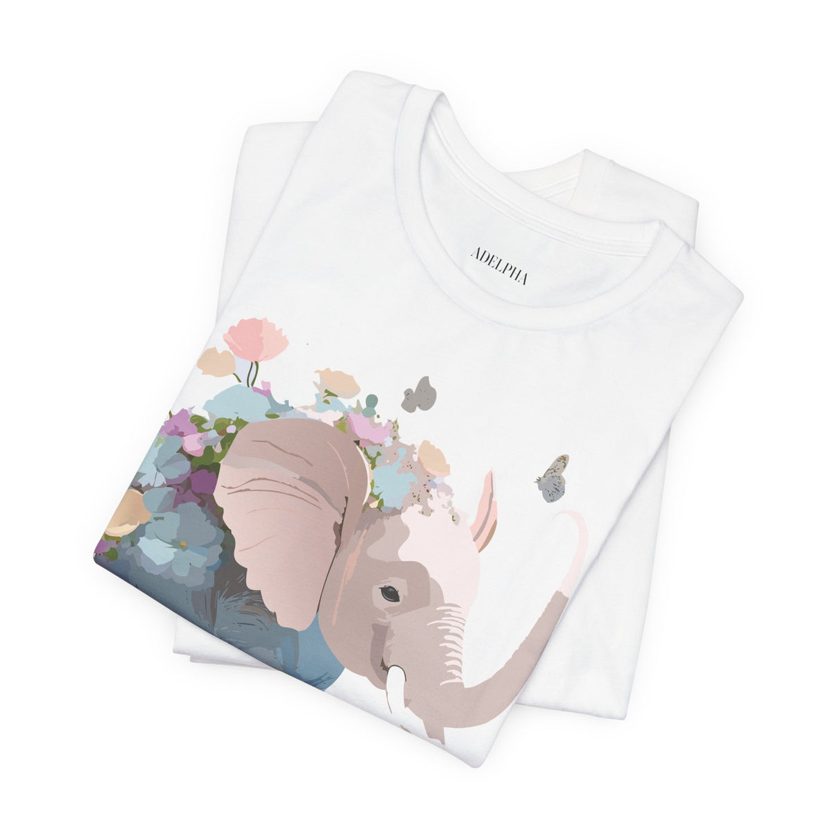 Elephant Graphic Unisex Cotton Bella+Canvas Tee with Art Animal Design e131