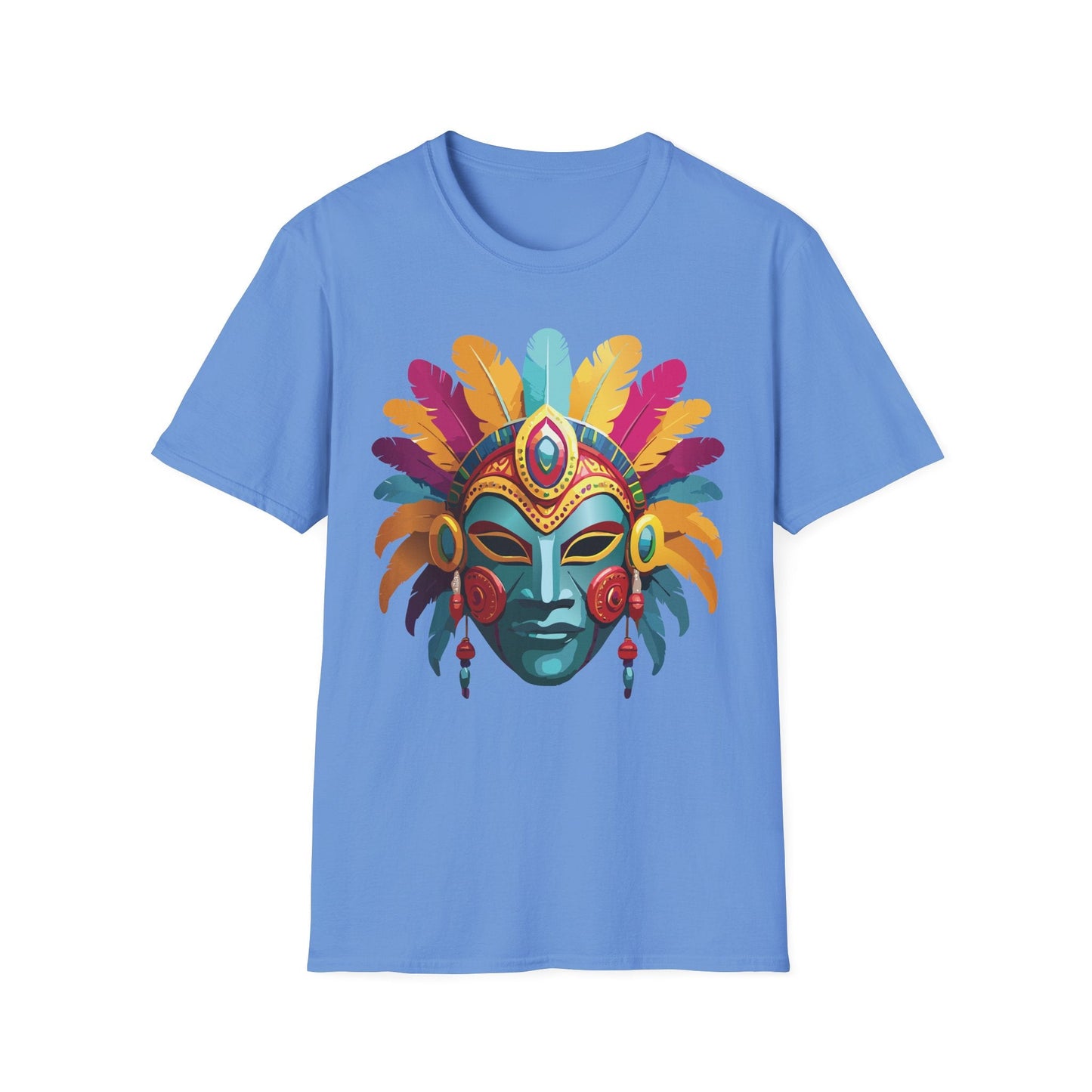 Mask Tee Shirt Unisex Short Sleeve Graphic Tee Masquerade Design 100 Percent Ring Spun Cotton