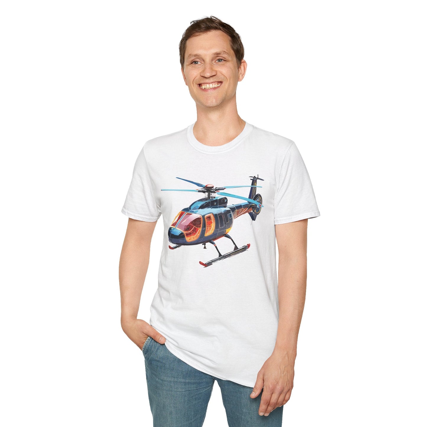 Unisex Helicopter Chopper Shirt Graphic Tee Softstyle 64000 100 Percent Ring Spun Cotton