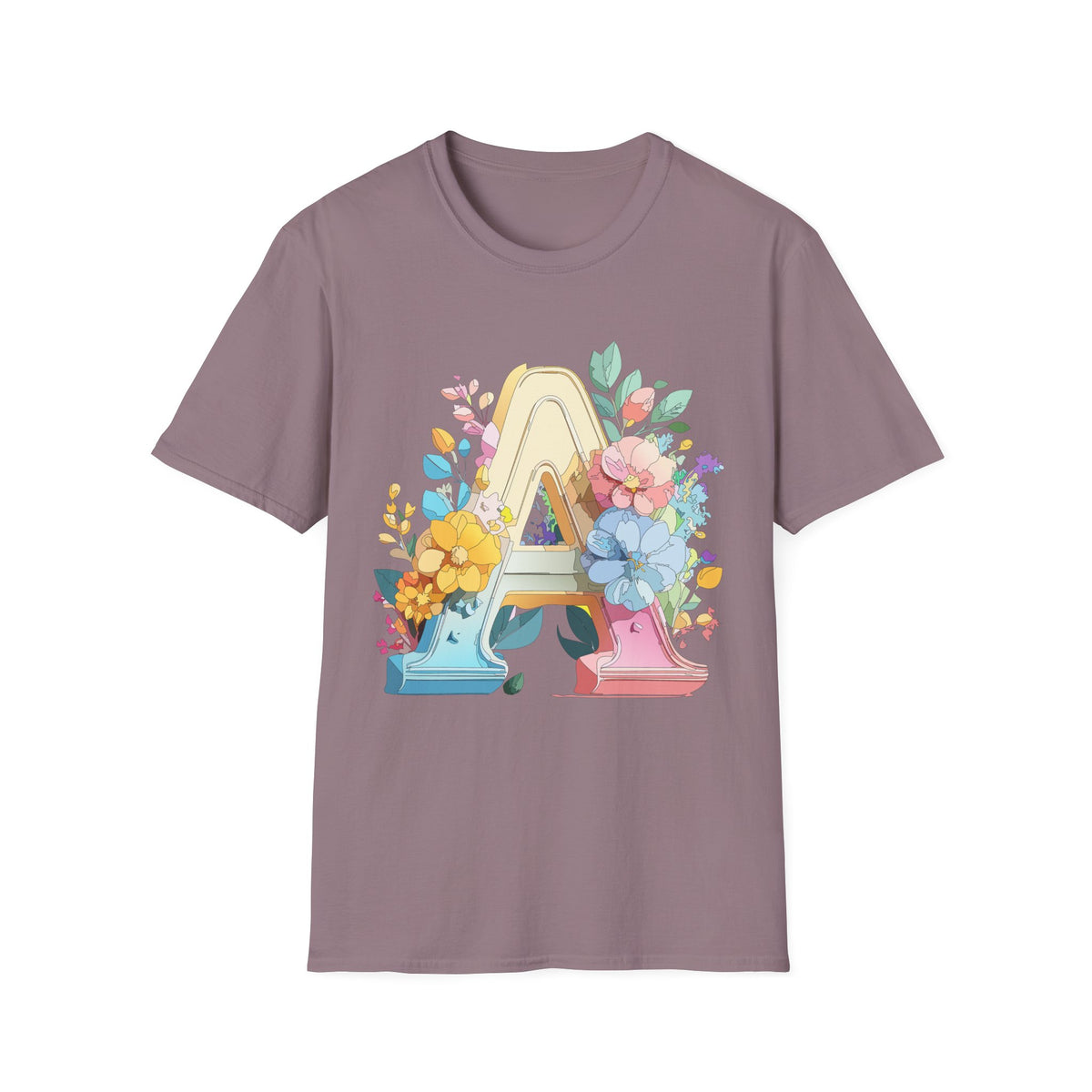 Floral Letter A Monogram T-Shirt | Botanical Initial Tee
