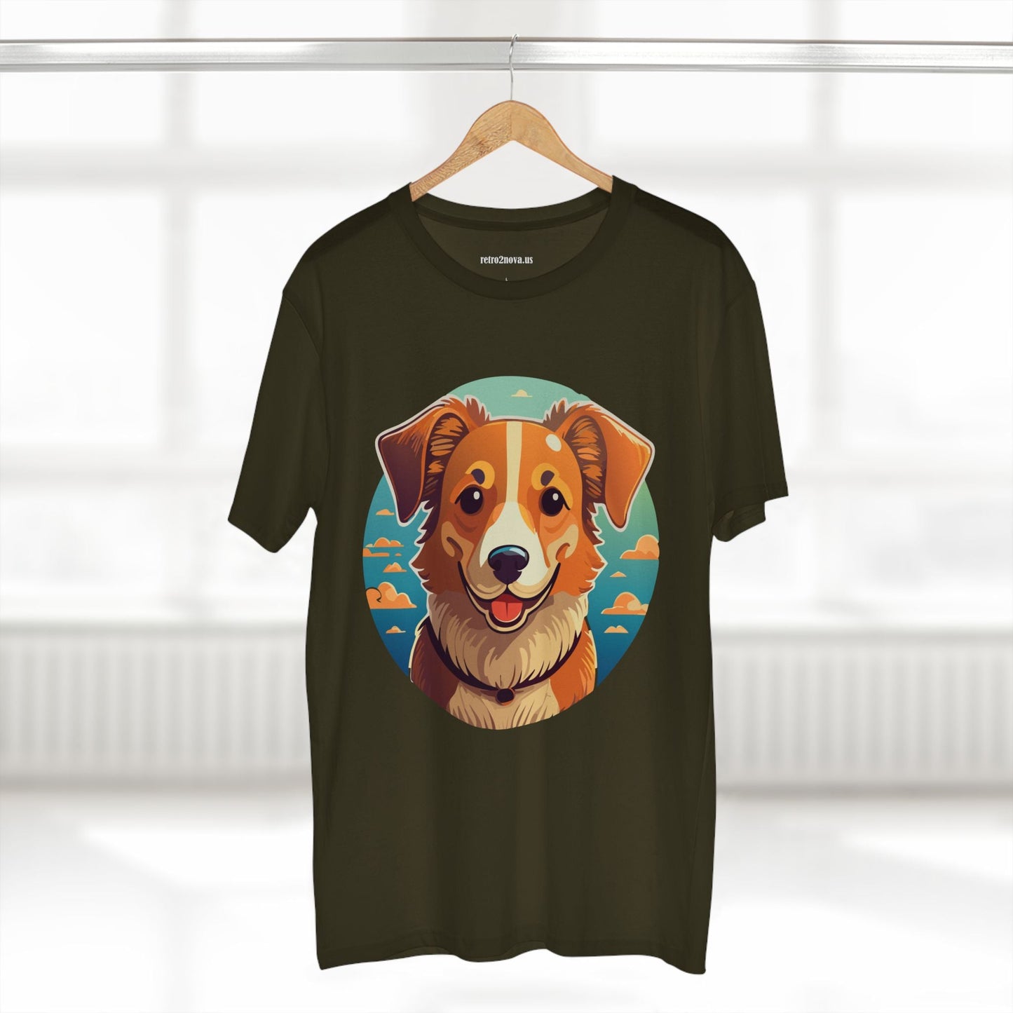 Unisex Animals Dog Shirt With Original Art Design Premium Cotton Tee By Retro2Nova Art Collection Soft Breathable Comfort