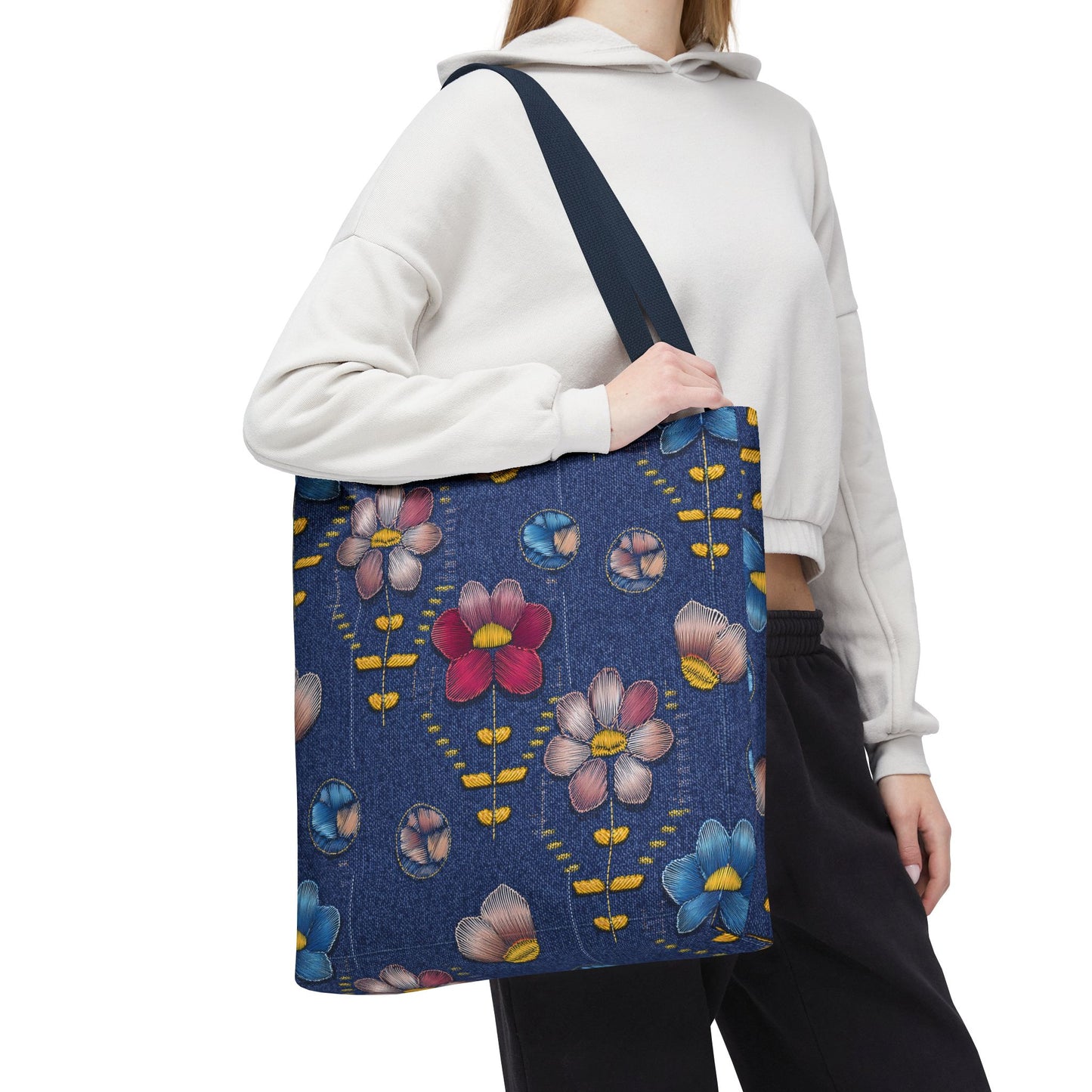 Denim Fabric Imitation Print Unisex Canvas Bag Poly Spun 3 Sizes Tote Bag 174