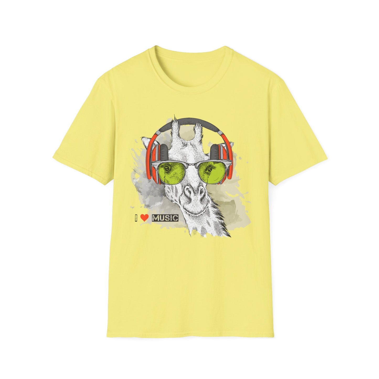 I Love Music Animals Shirt With Headphones Unisex Gildan Softstyle 100 Percent Ring Spun Cotton Tee