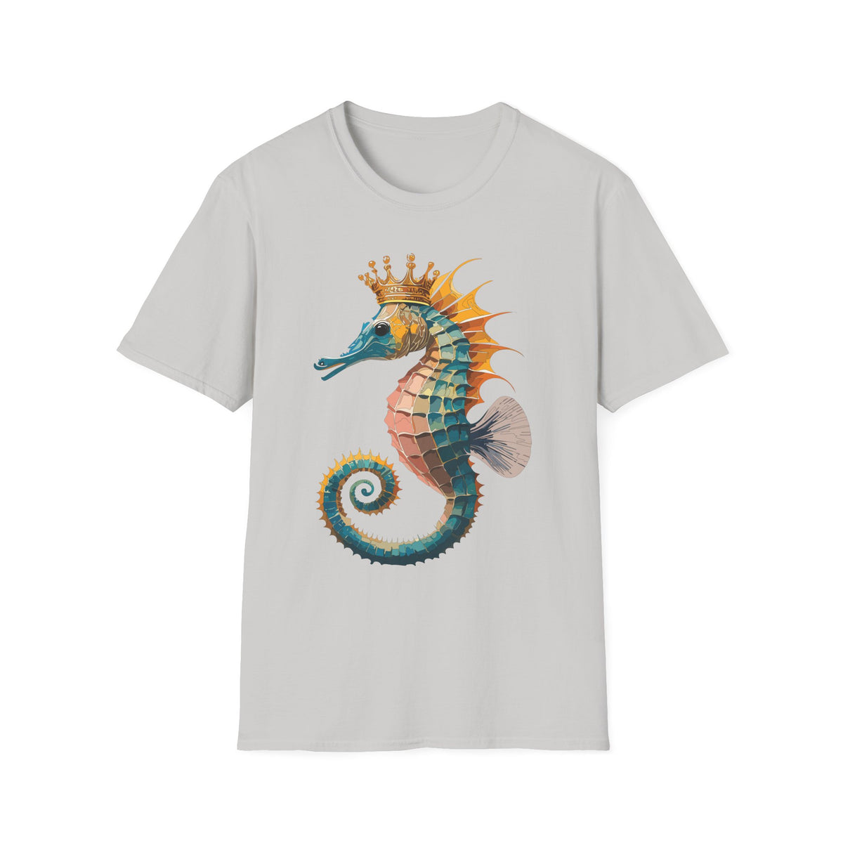 Crowned Seahorse T-Shirt | Colorful King Seahorse Illustration Tee