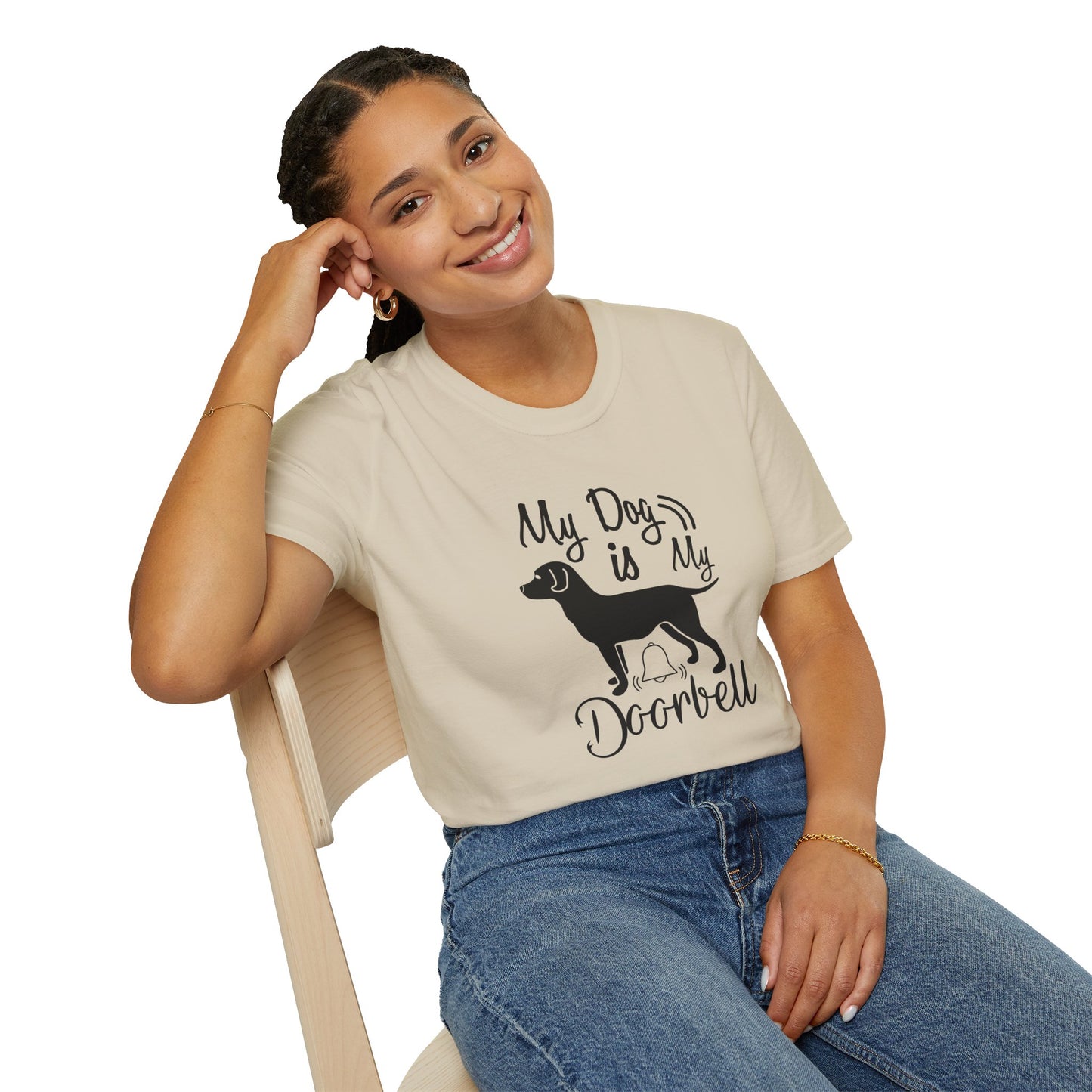 My Dog Is My Doorbell T-Shirt Unisex Cotton Short Sleeves Gildan Softstyle 64000 Funny Dog Lover Tee