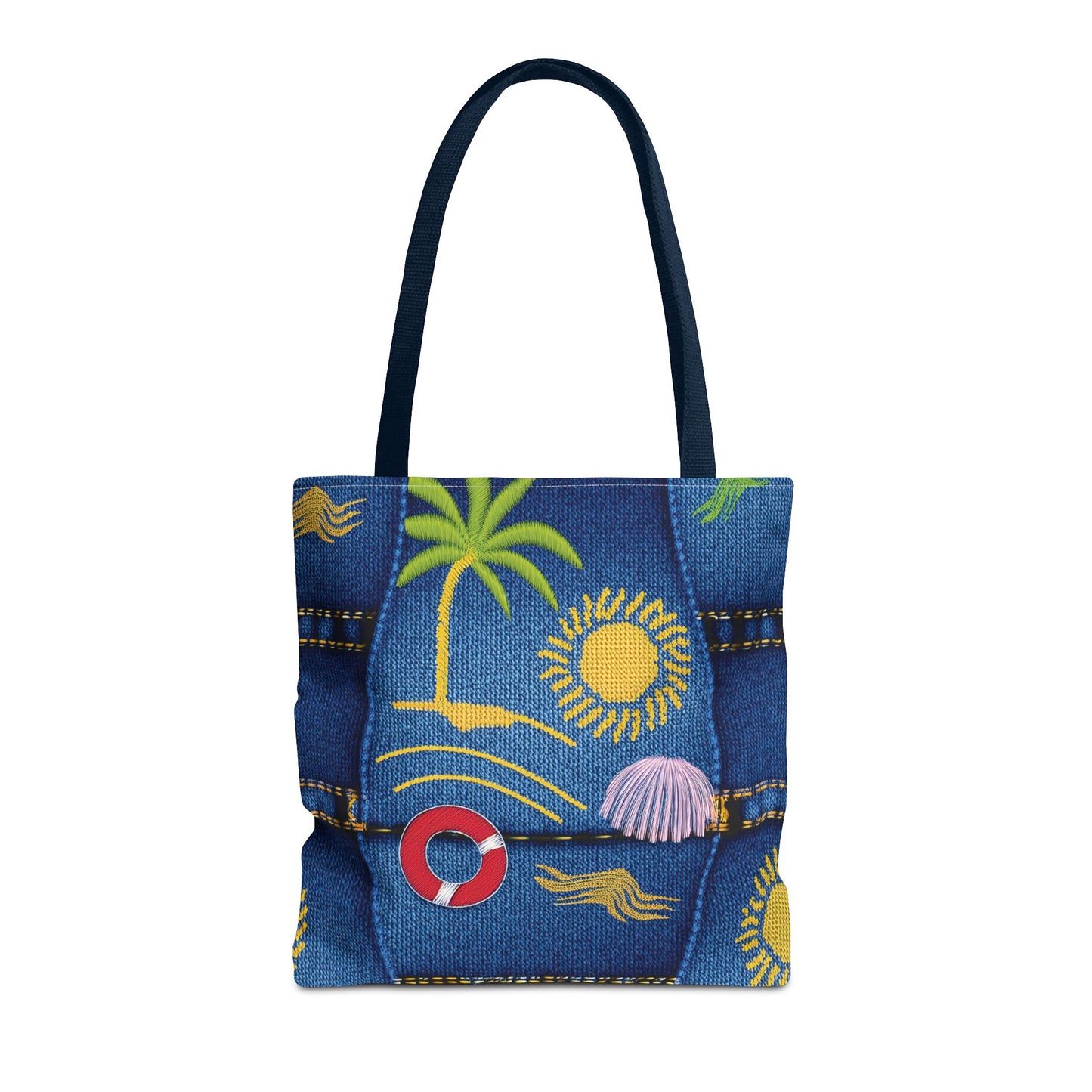Denim Fabric Imitation Print Unisex Canvas Bag Poly Spun 3 Sizes Tote Bag 182-5