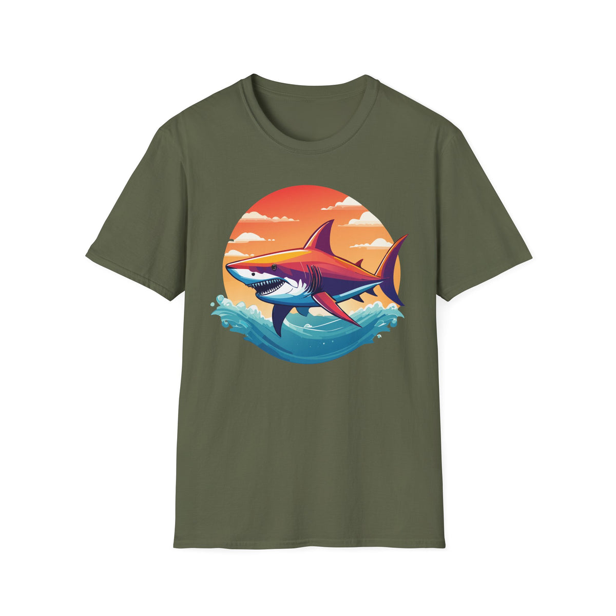 Sunset Shark T-Shirt | Retro Ocean Shark Illustration