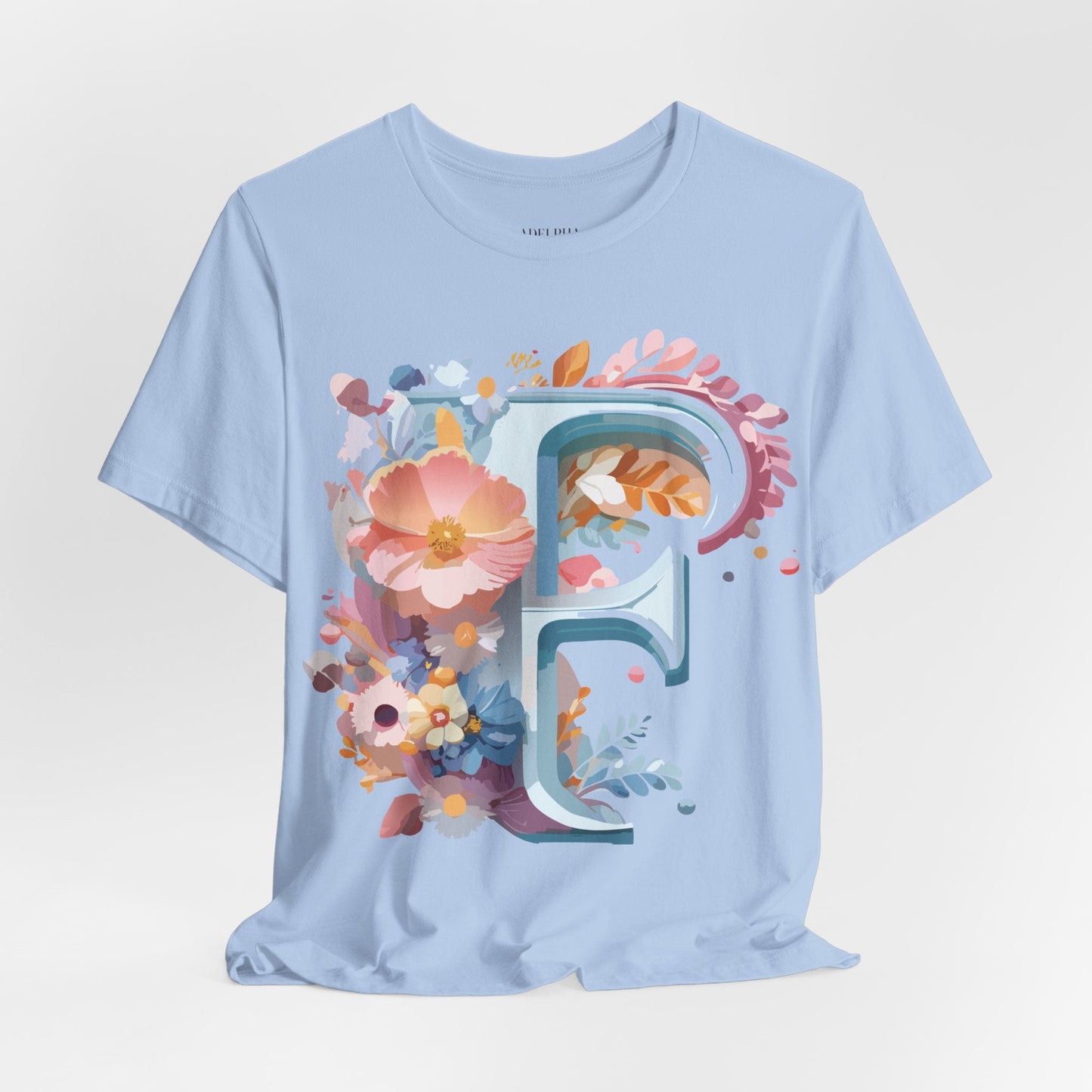 Letter F Shirt Unisex Graphic Tee Jersey Short Sleeve by Adelpha Vintage Inspired Art Design