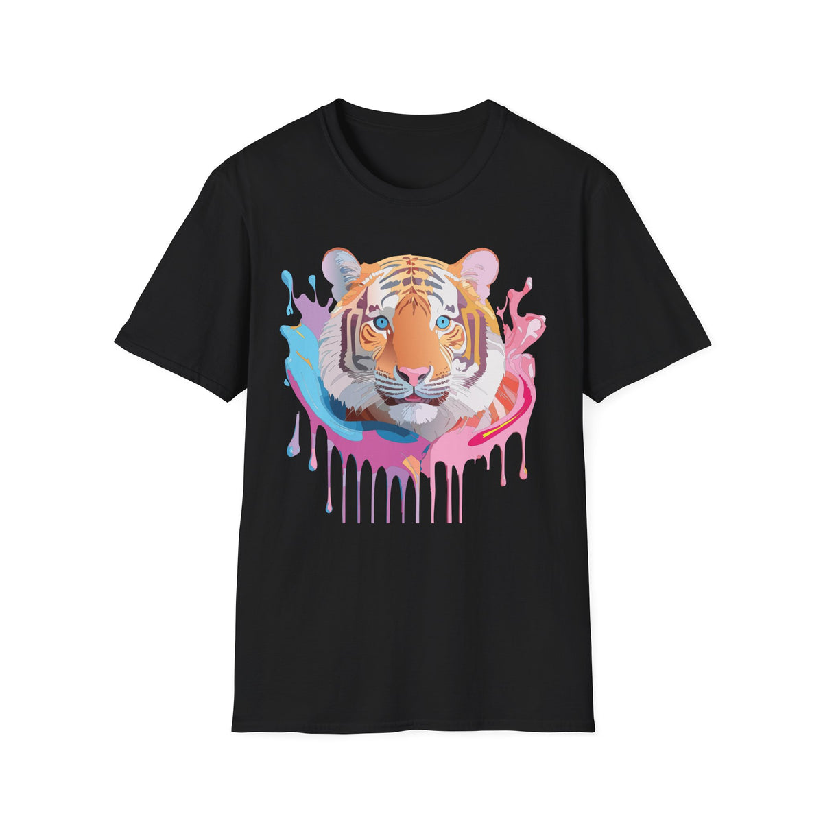 Colorful Tiger Face T-Shirt | Watercolor Drip Animal Graphic