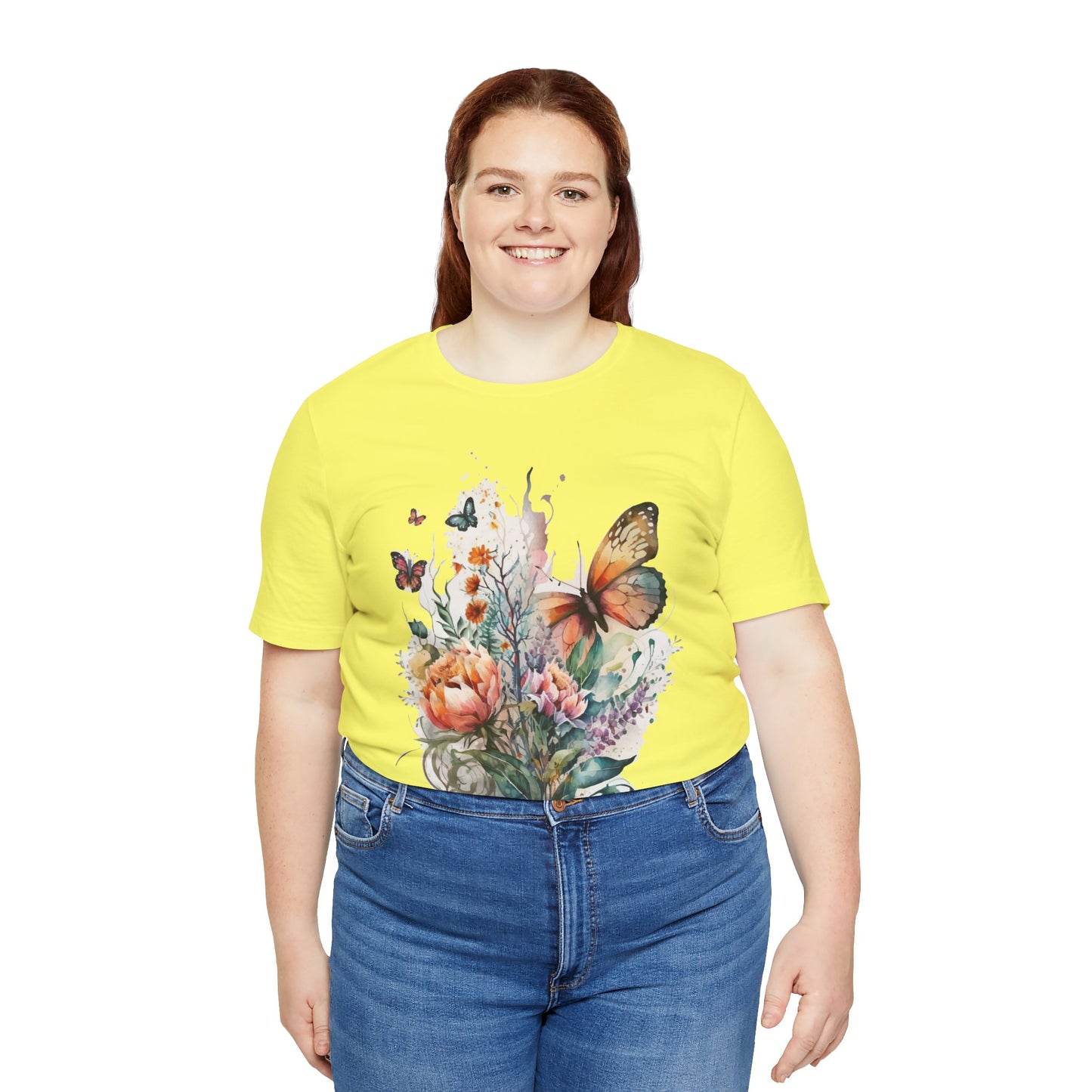 Cotton Tee Shirt with Butterfly Prints