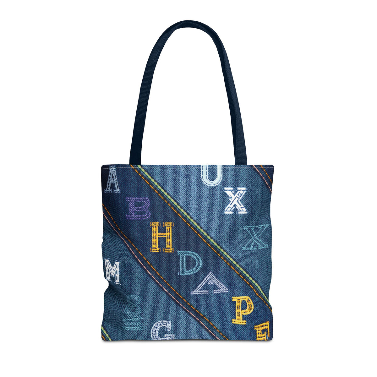 Denim Fabric Imitation Print Unisex Canvas Bag Poly Spun 3 Sizes Tote Bag 187-4