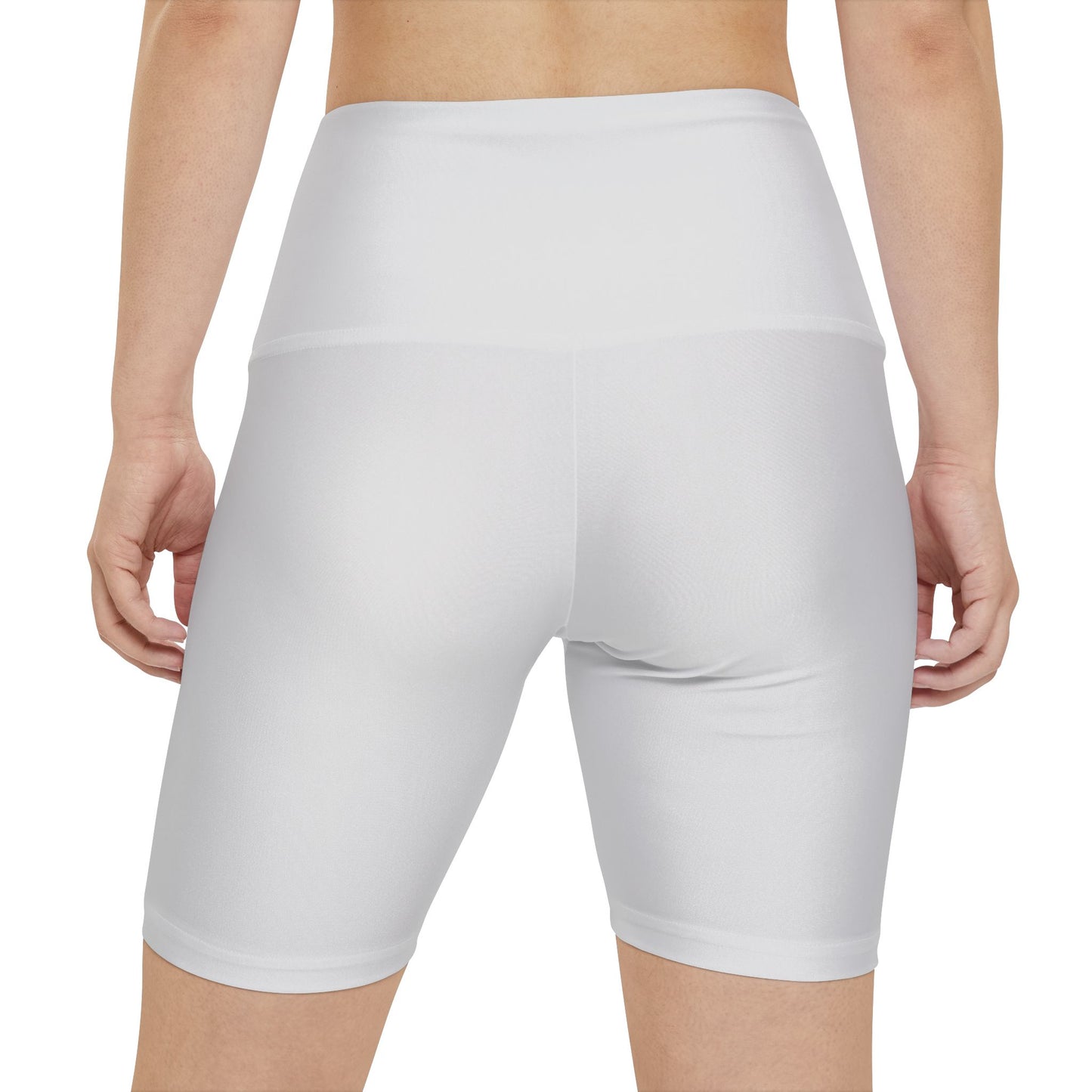 Alabaster White Women's High-Waist Workout Shorts — Breathable AOP Active Biker Shorts