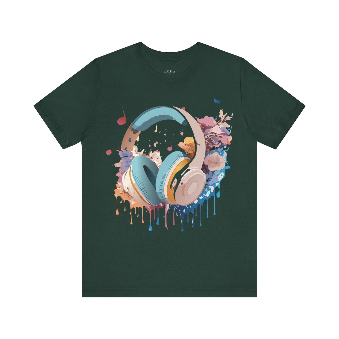 Music Graphic Unisex 100 Cotton Vintage Art with Musical Elements Tee 1