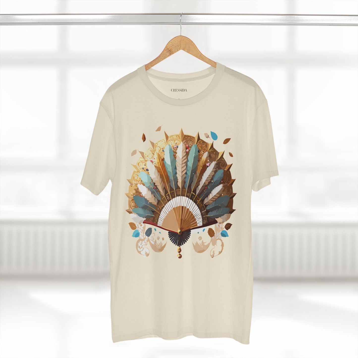 Antique Fan Graphic Design T-Shirt Unisex 100 Cotton Floral Carnival Artwork Tee 7