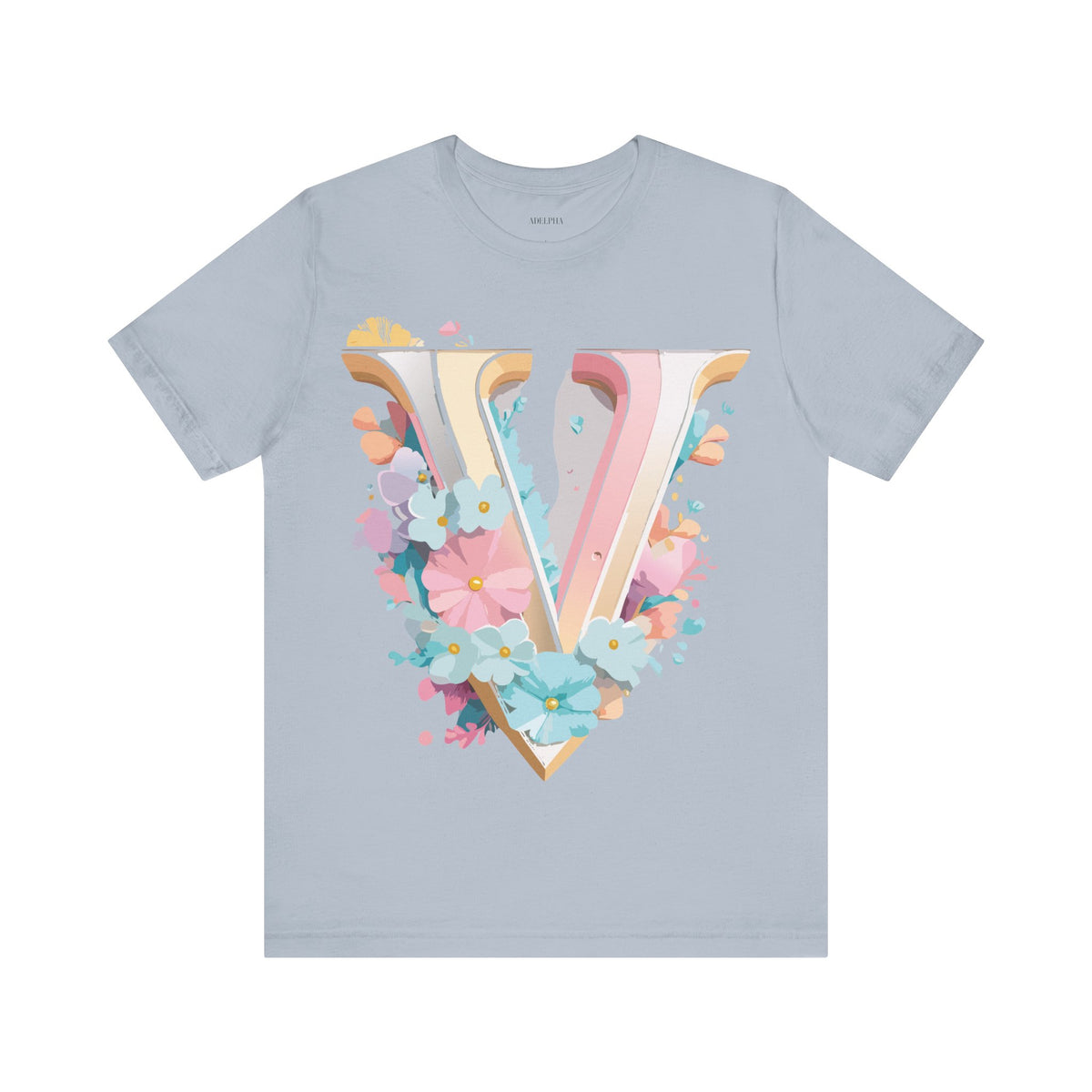 Letter V Graphic Unisex Cotton Bella+Canvas Tee with Art Letter Design
