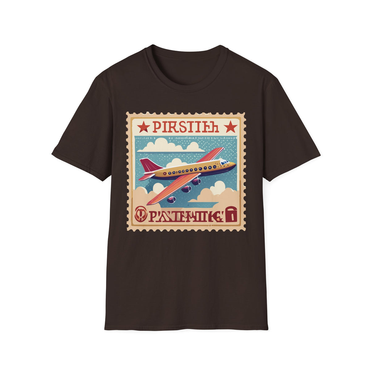 Vintage Airplane Stamp design T-Shirt | Retro Travel Plane Graphic Tee
