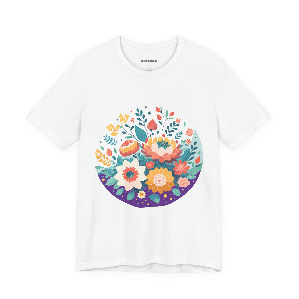 Floral Graphic Unisex Cotton Bella+Canvas Tee with Flowers Design ab101