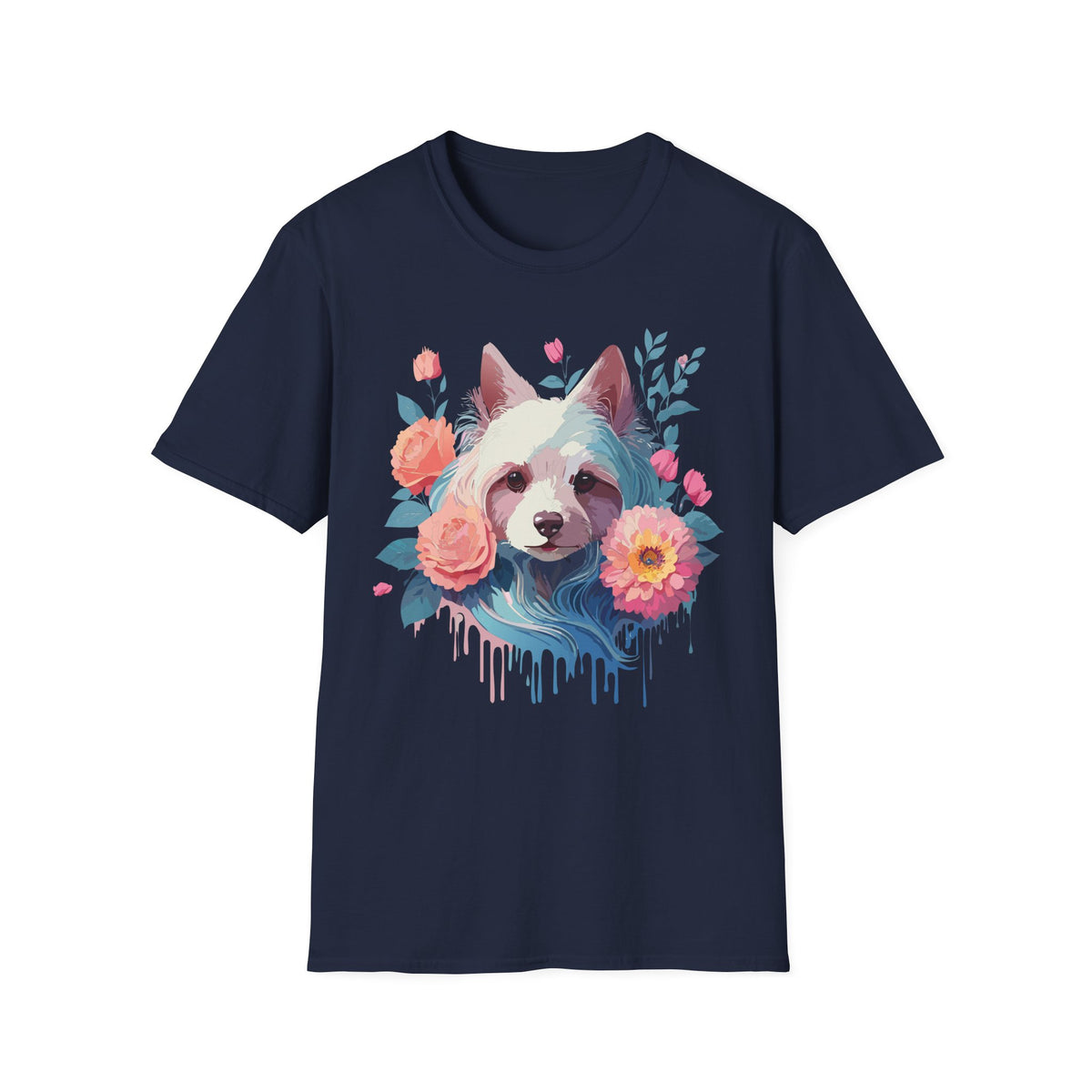 Watercolor Floral Dog Face T-Shirt | Floral Puppy Tee, Cute Pet Portrait Shirt