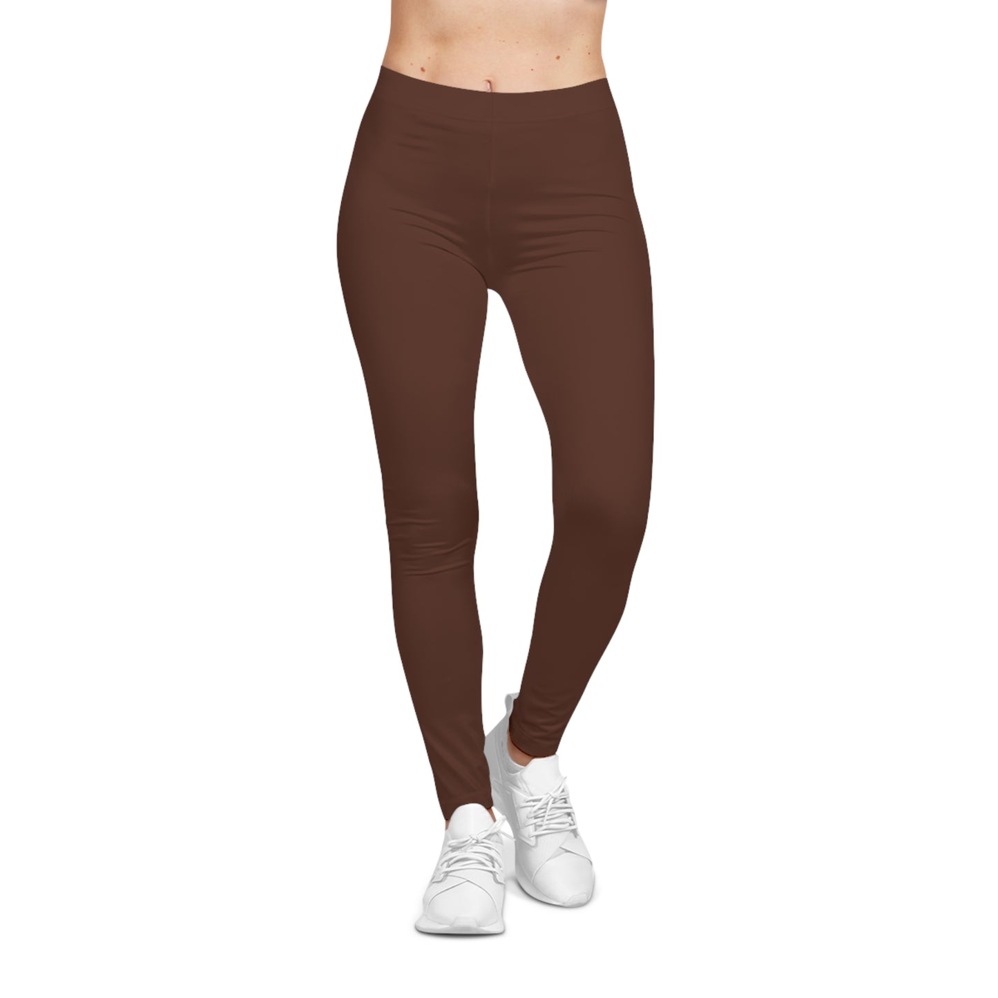 Dark Walnut Brown Color Women's Poly-Span Casual Leggings XS-2XL