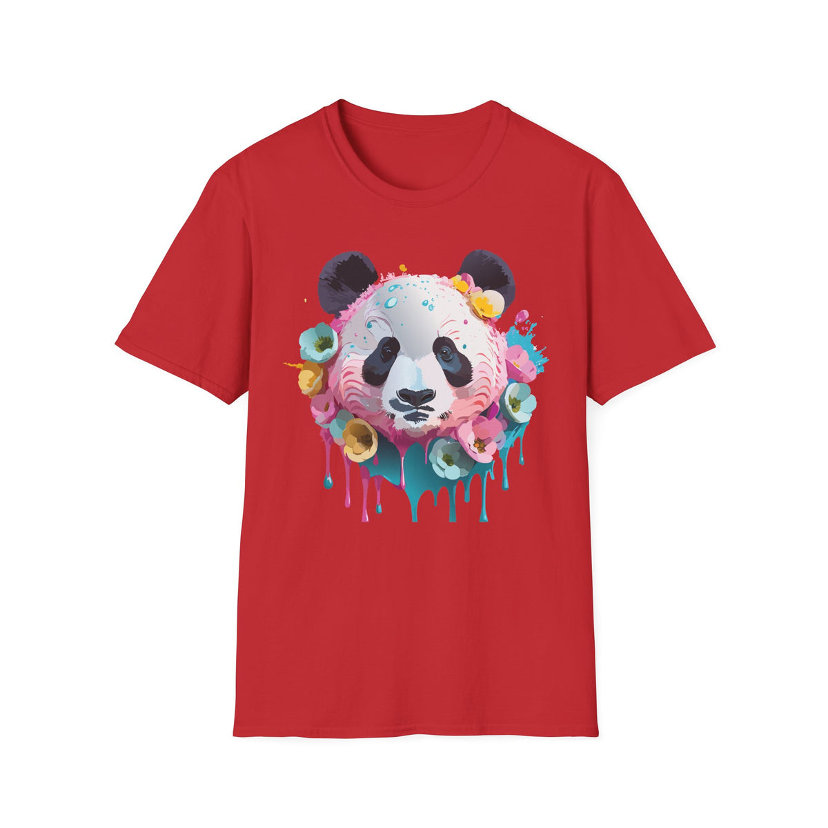 Watercolor Floral Panda T-Shirt | Colorful Drip Panda Tee