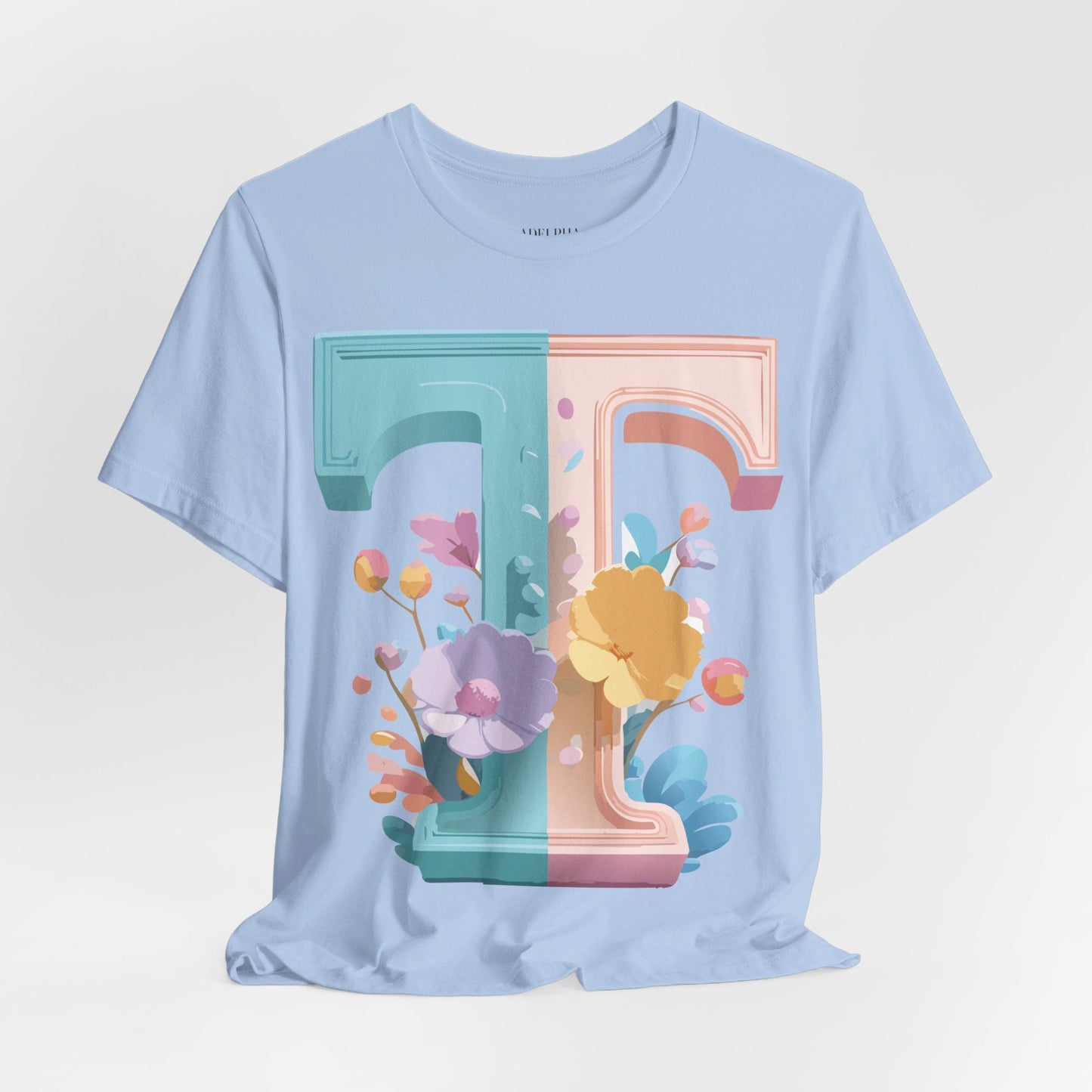 Unisex Short Sleeve Letter T Graphic Featuring Vintage Inspired Artwork