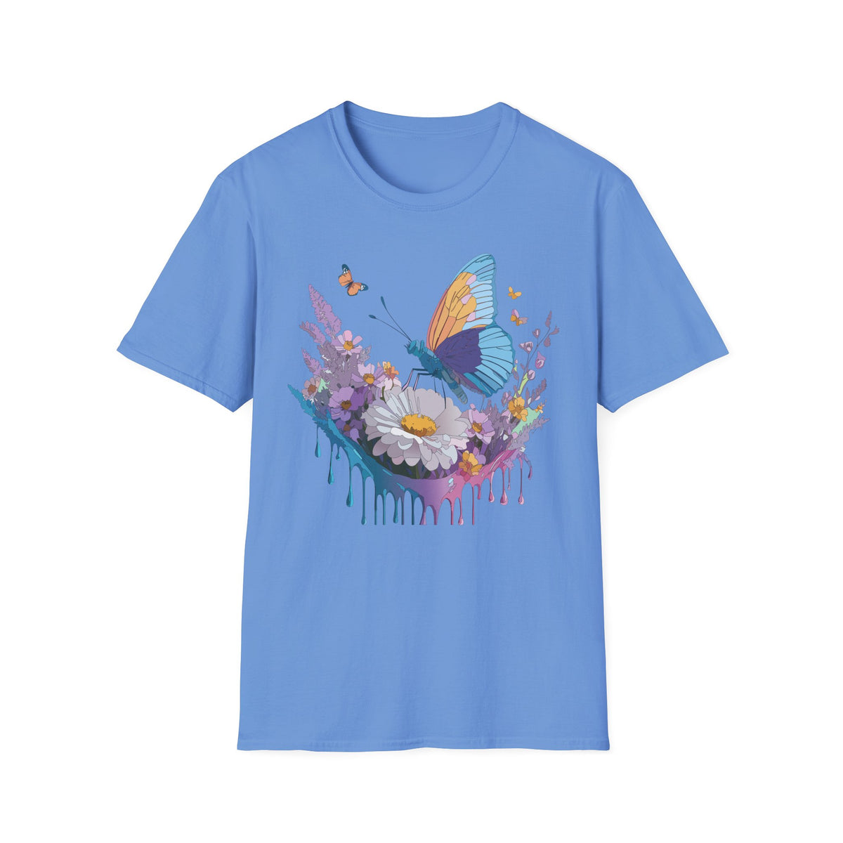 Butterfly and Wildflower Floral Graphic Tee Unisex 100 Cotton Gildan T-Shirt
