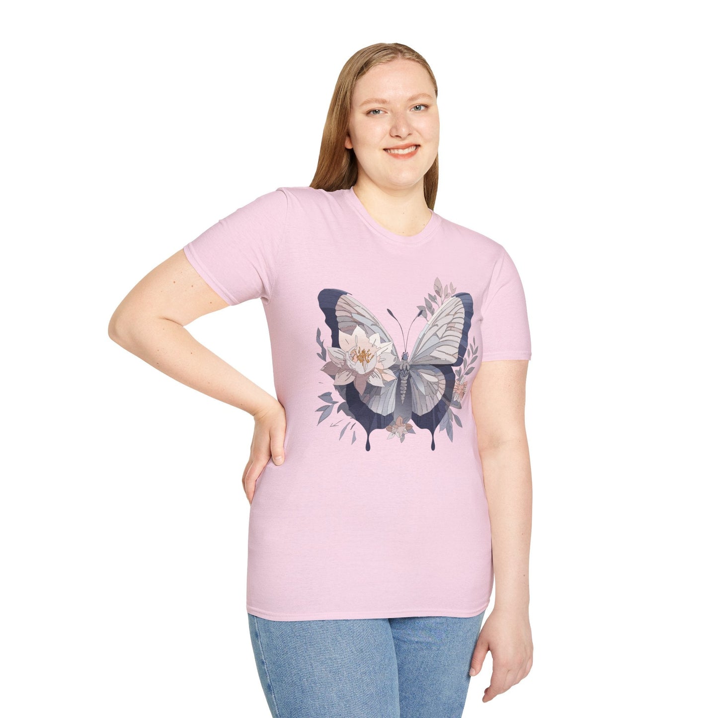 Butterfly T Shirt Unisex Monarch Print Softstyle Cotton Tee for Everyday Comfort