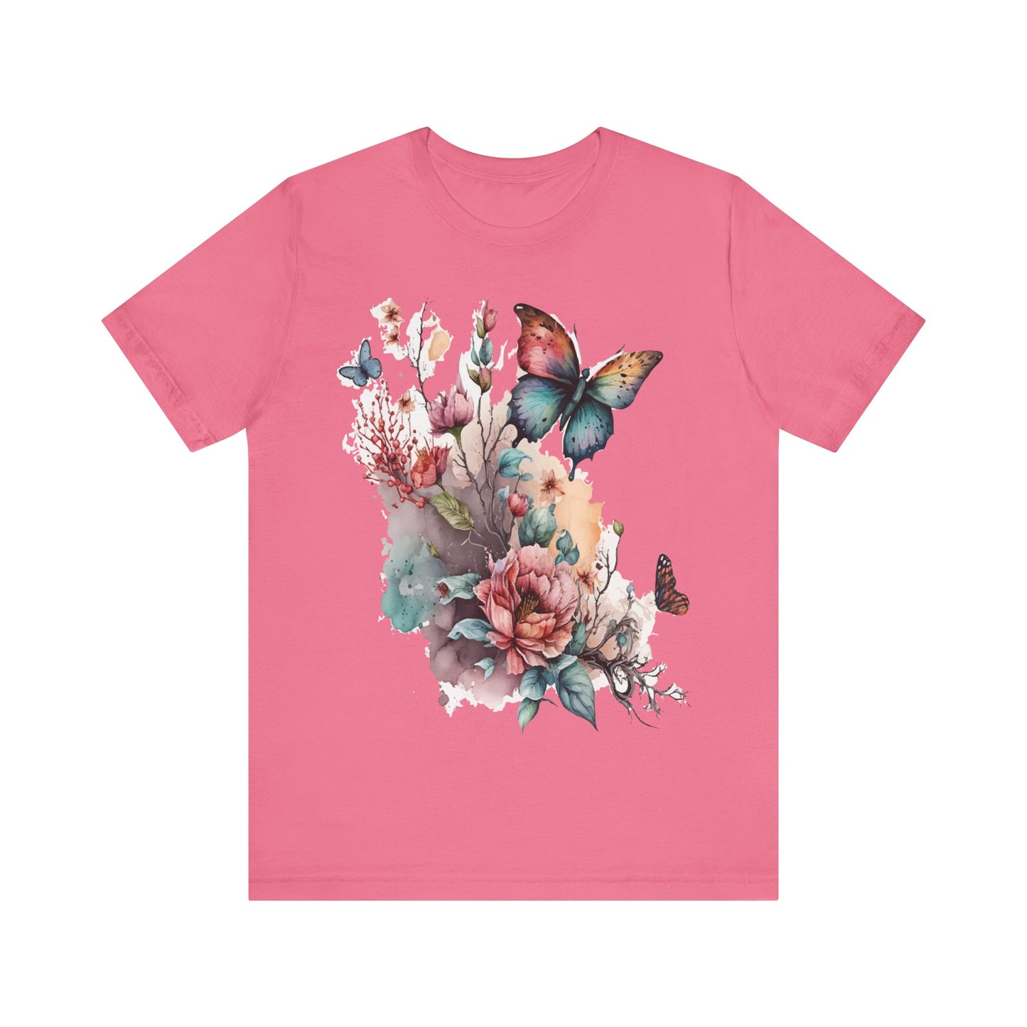 Cotton Tee Shirt with Butterfly Prints