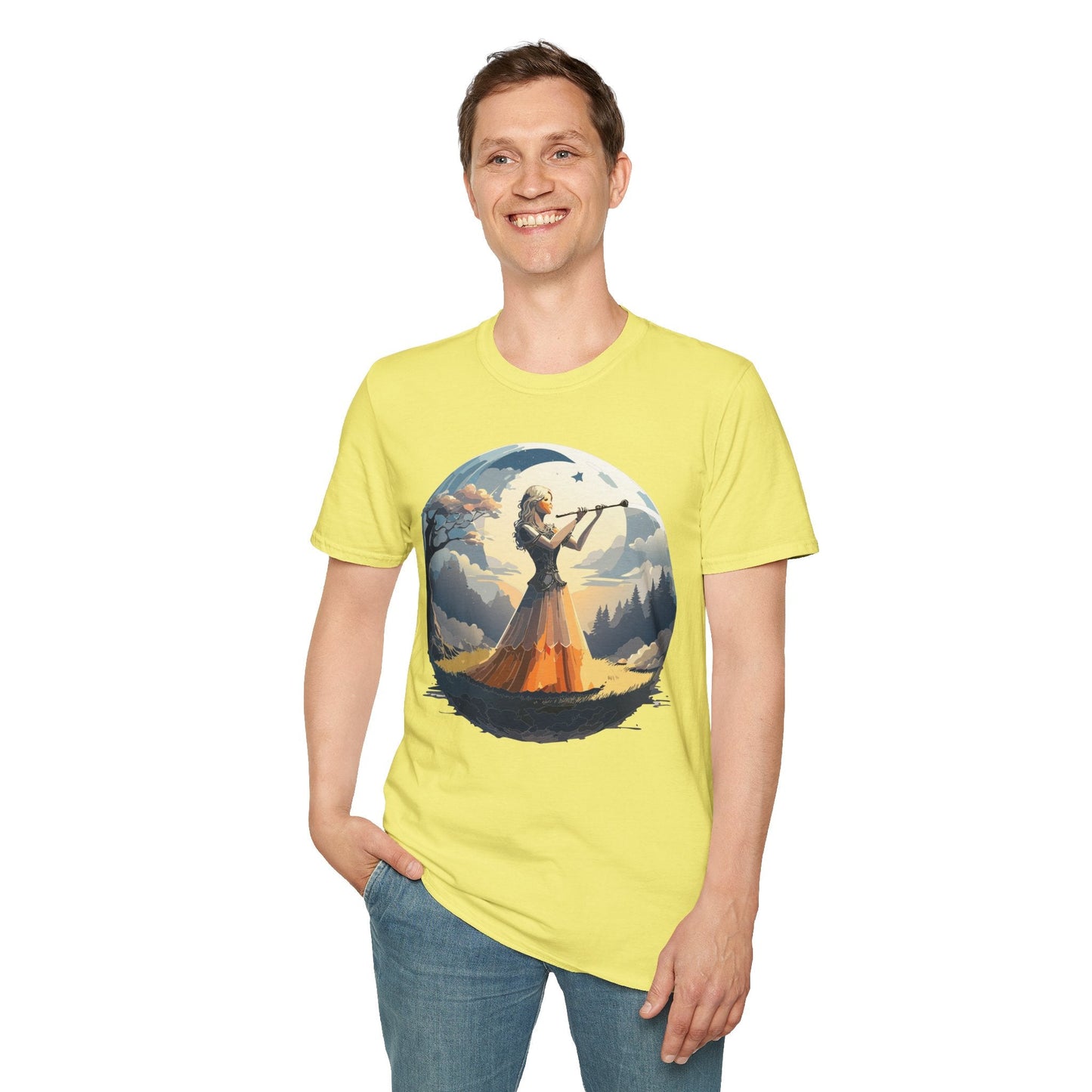 Unisex Softstyle Graphic T Shirt 100 Percent Ring Spun Cotton Art Design Tee For Women