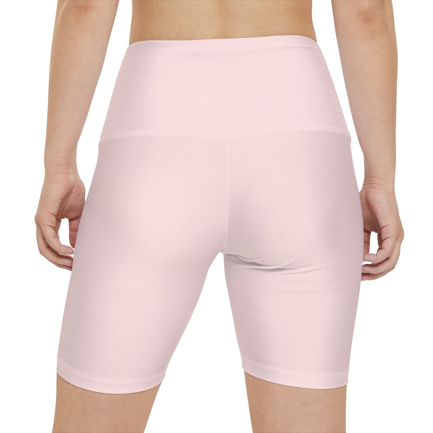 Soft Blush Cream High-Waist Pink Workout Bike Shorts — Women's Activewear Yoga & Gym Shorts