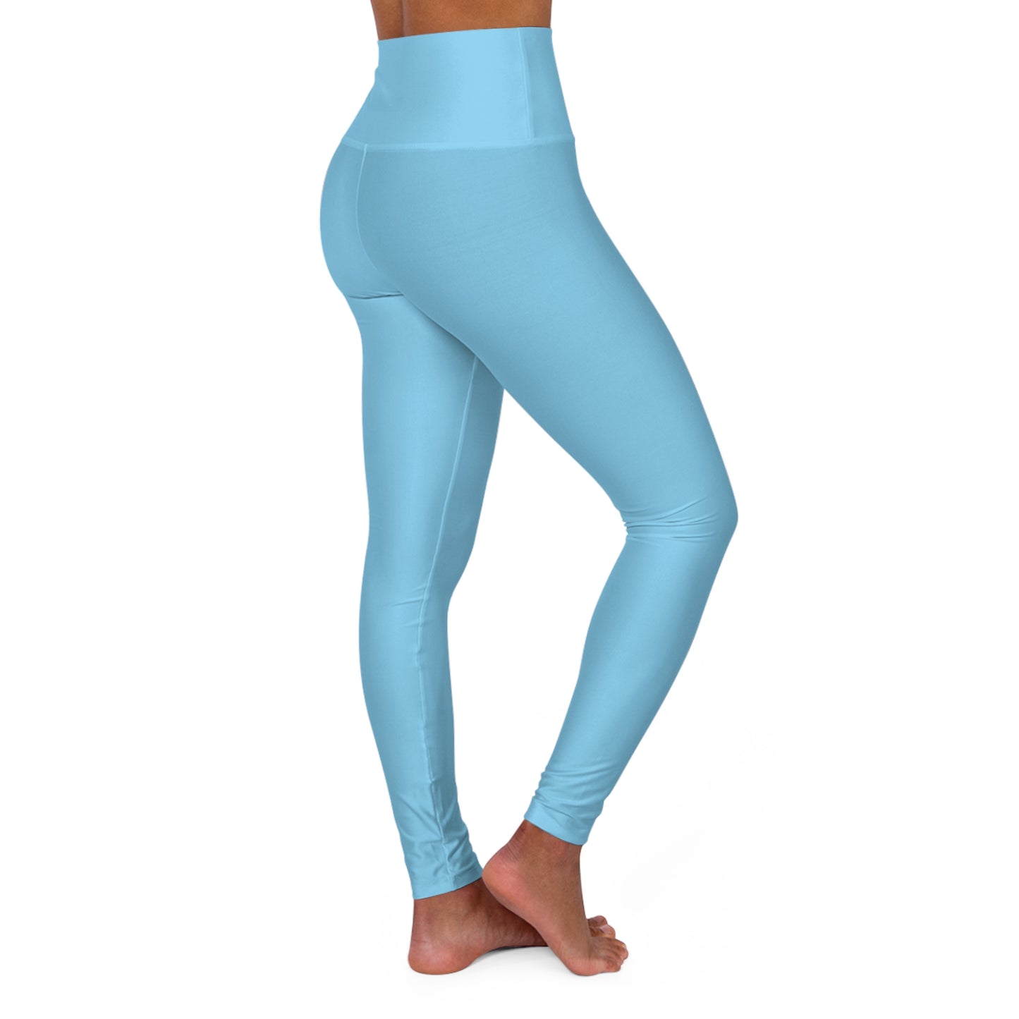 High-Waist Turquoise Blue Yoga Leggings Women's Seamless Poly-Span Stretchy Light Blue Activewear Pants