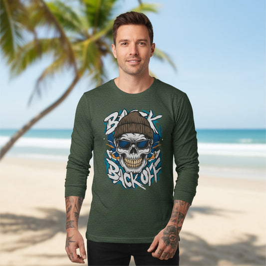 Creepy0 Skull Graphic Unisex Cotton Long Sleeve Bella+Canvas Tee with Art Design 155