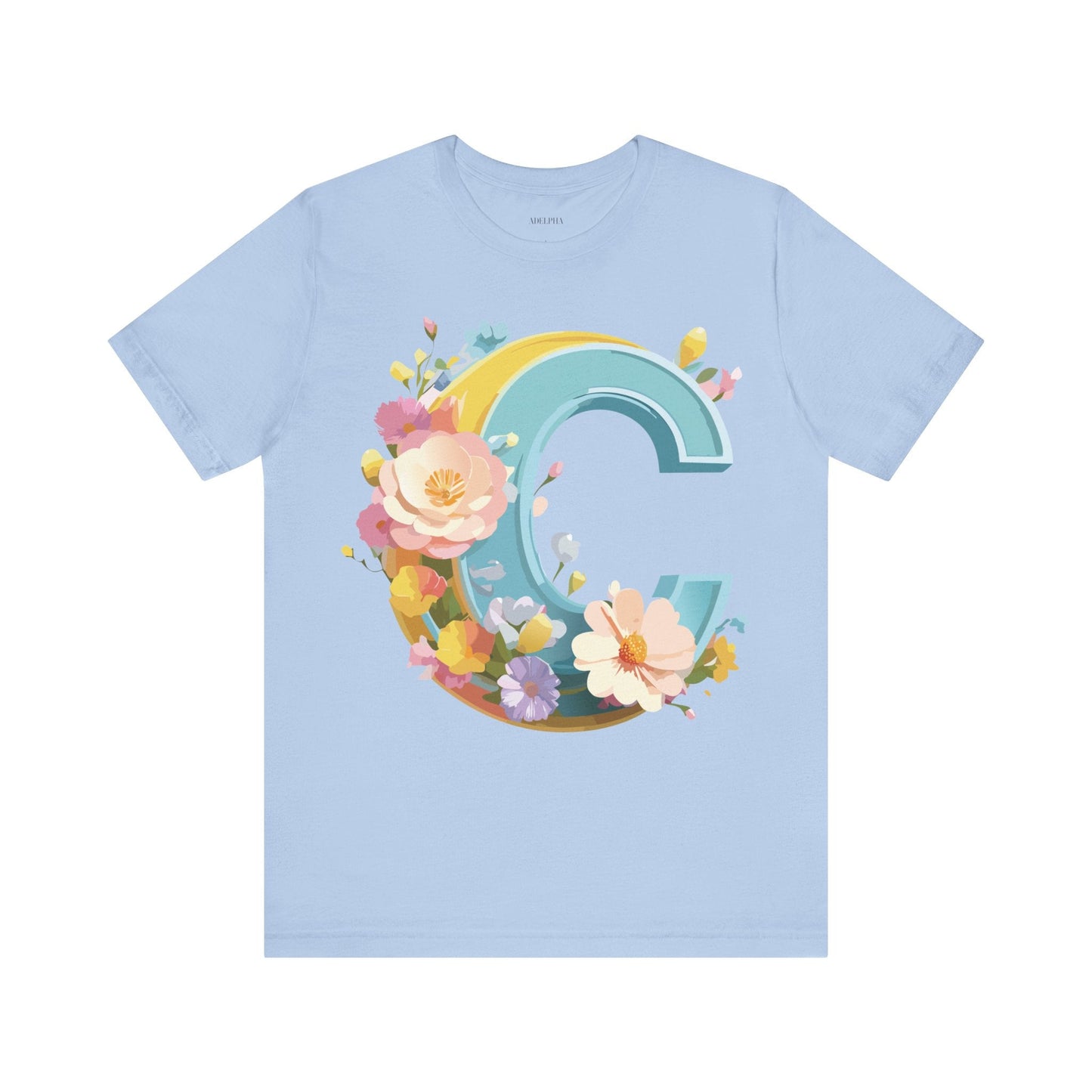 Letter C Shirt Graphic Tee Unisex Vintage Art Design Tee Adelpha Premium Short Sleeve