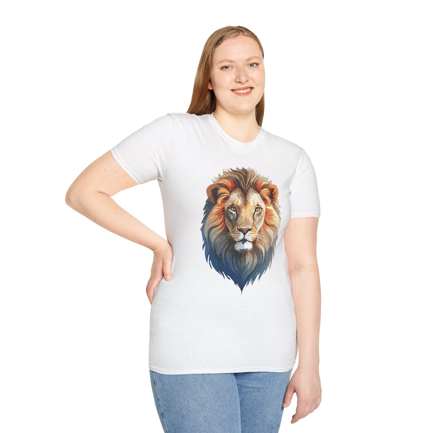 Gildan Softstyle Lion Print T Shirt Floral Tee For Unisex Everyday Comfort