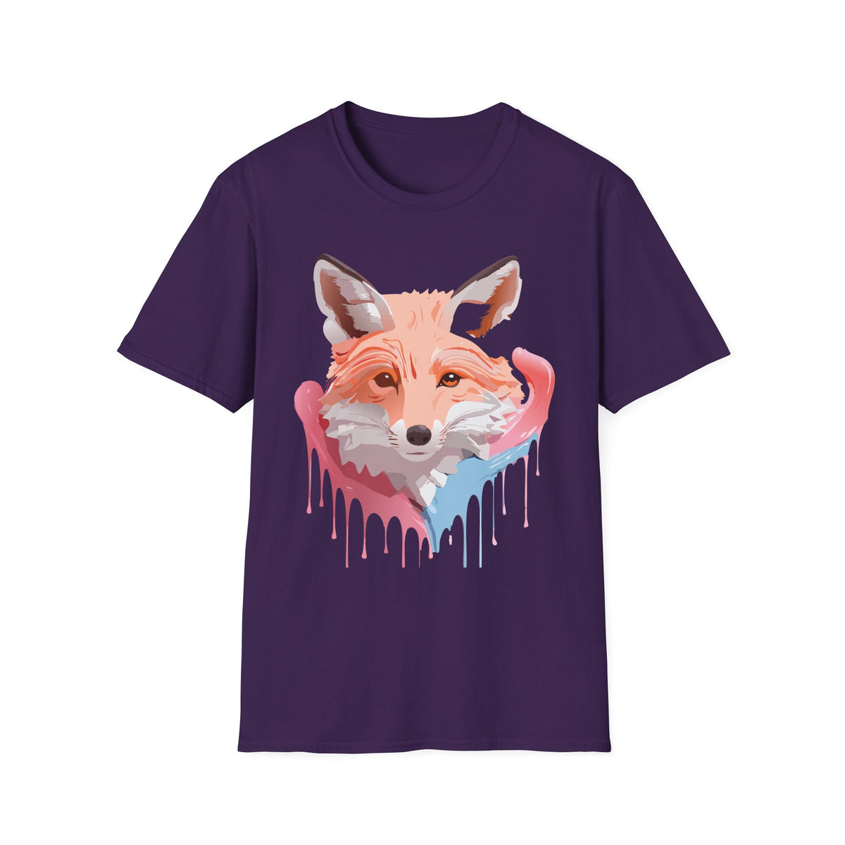 Watercolor Fox Face T-Shirt | Drip Paint Fox Tee