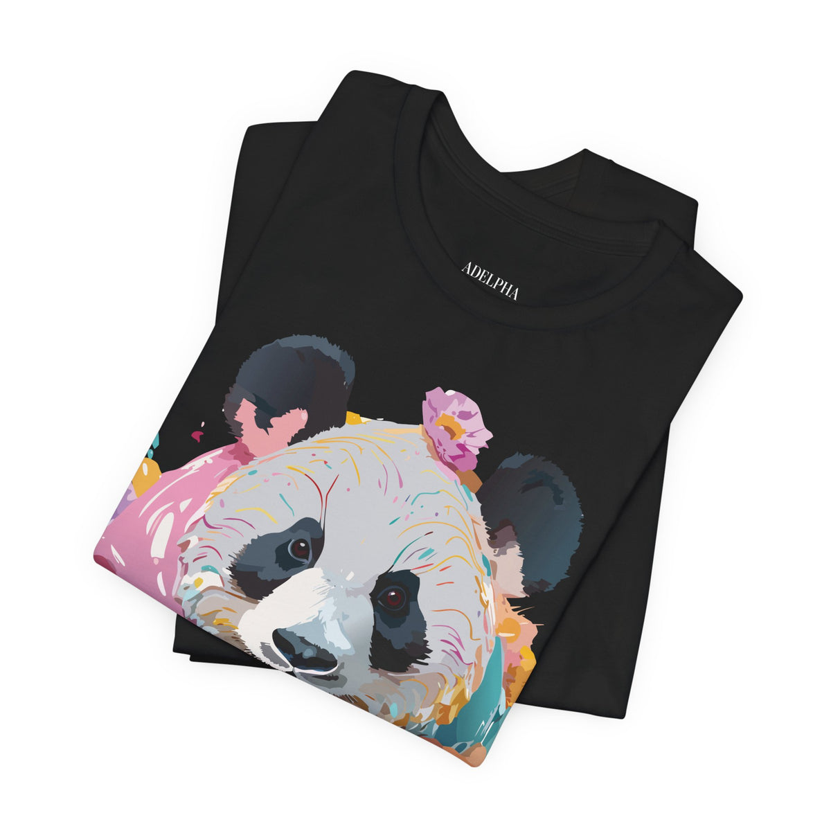 Panda Graphic Unisex Cotton Bella+Canvas Tee with Art Animal Design e146