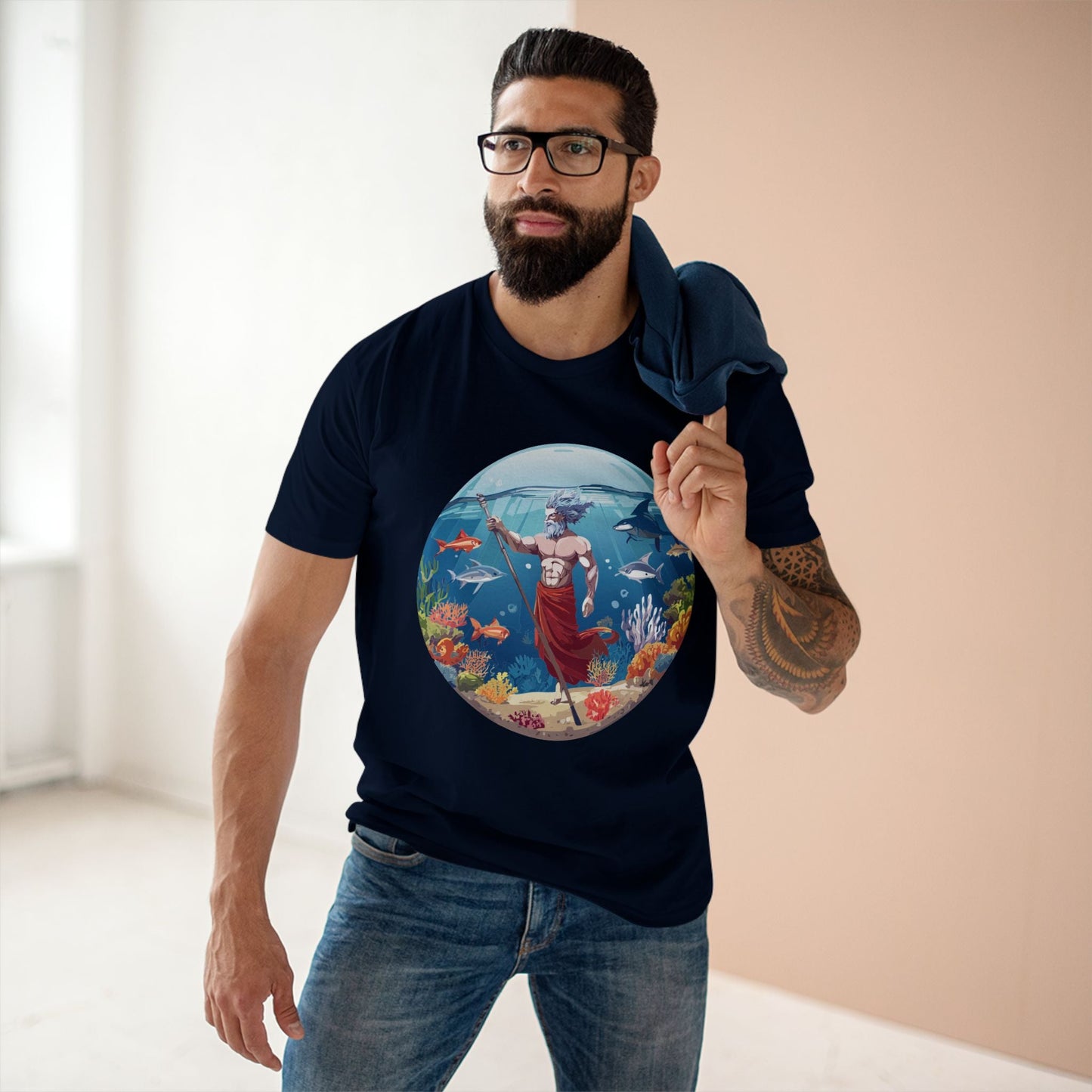 Retro2Nova Ocean Shirt Unisex Premium Cotton Tee With Original Art Design OP13 Exclusive Edition