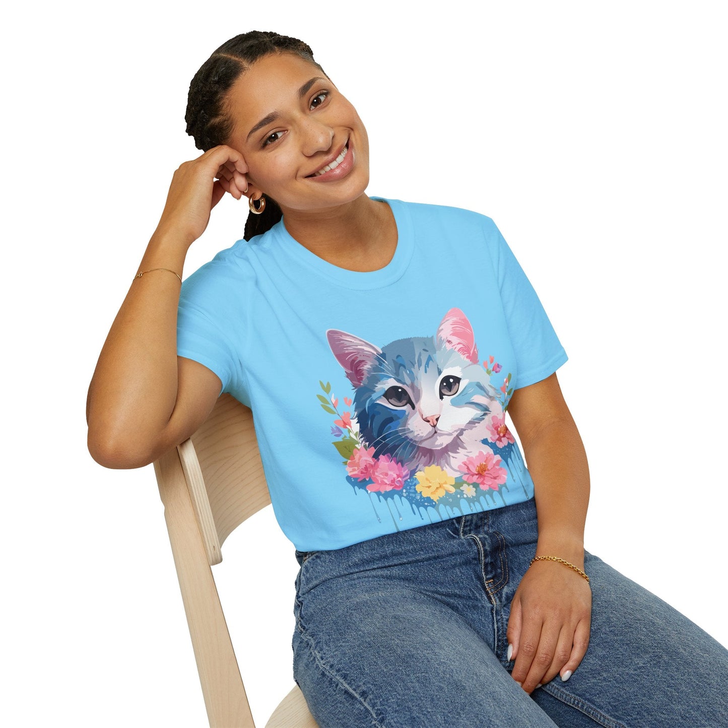 Cat Shirt Unisex Cat Tee Kitten Print Gildan Softstyle 64000