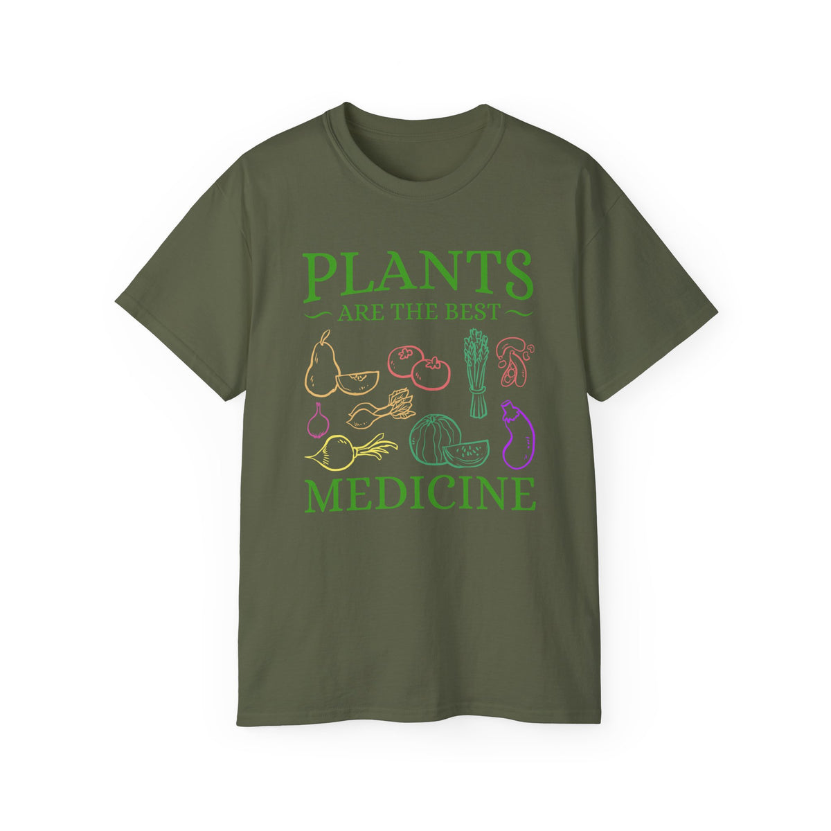 Plants Are the Best Medicine T-Shirt | Vegetable Line Art, Herbal Wellness Tee