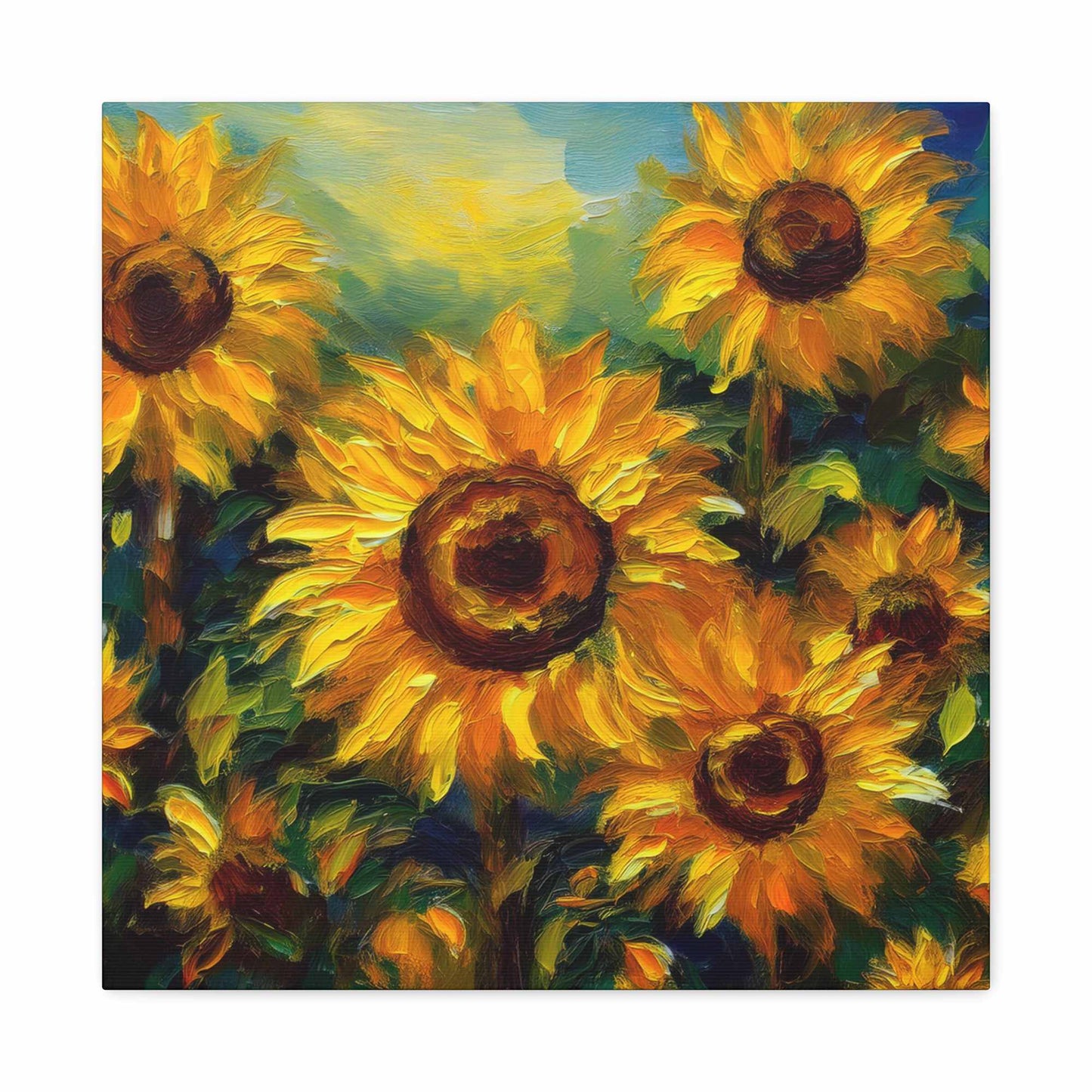 Sunflowers Print Canvas, Flowers Oil Paint Print 20x20, 24x24, 30x30, 32x32, 36x36, Floral Art Design Print Non-Frame MC-24