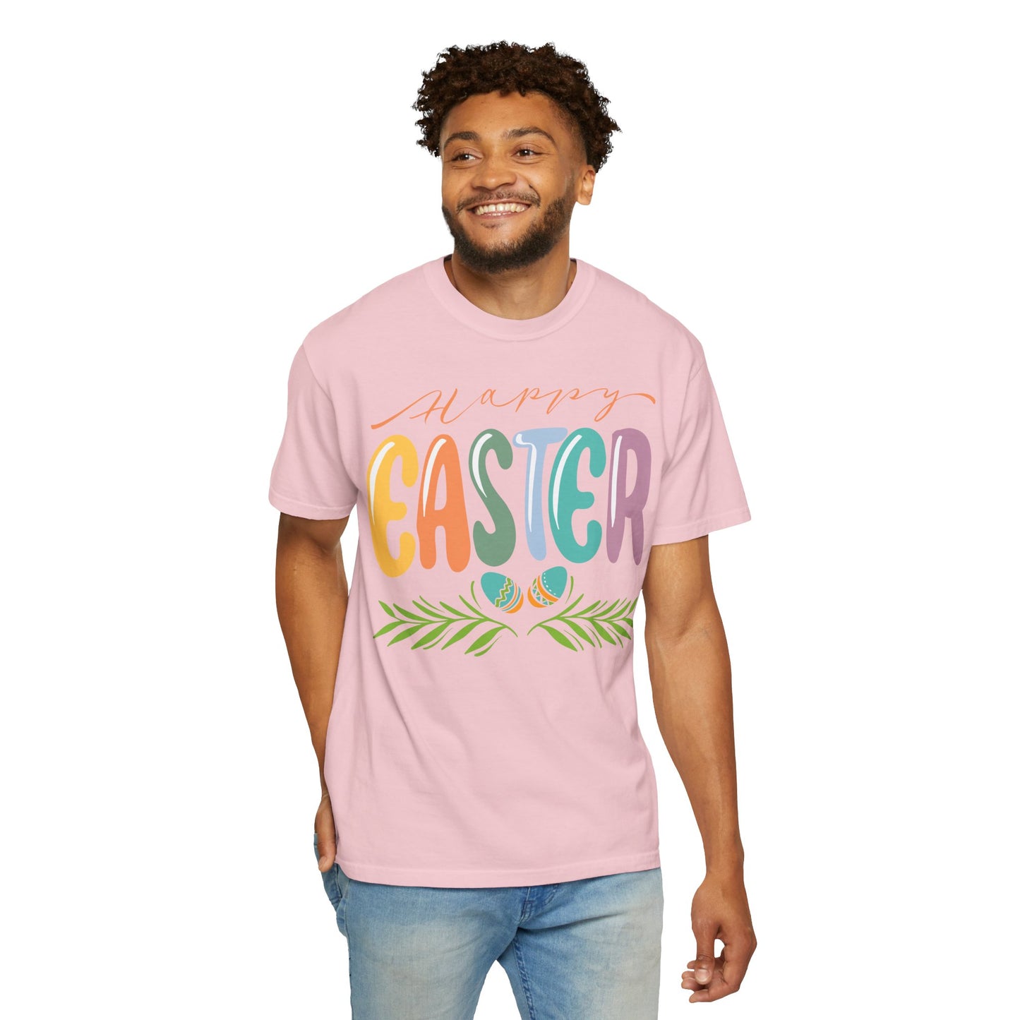 Happy Easter T-Shirt, Tee Shirt with Easter Signature, T Shirt with Easter Prints, Tee Shirt with Easter Design