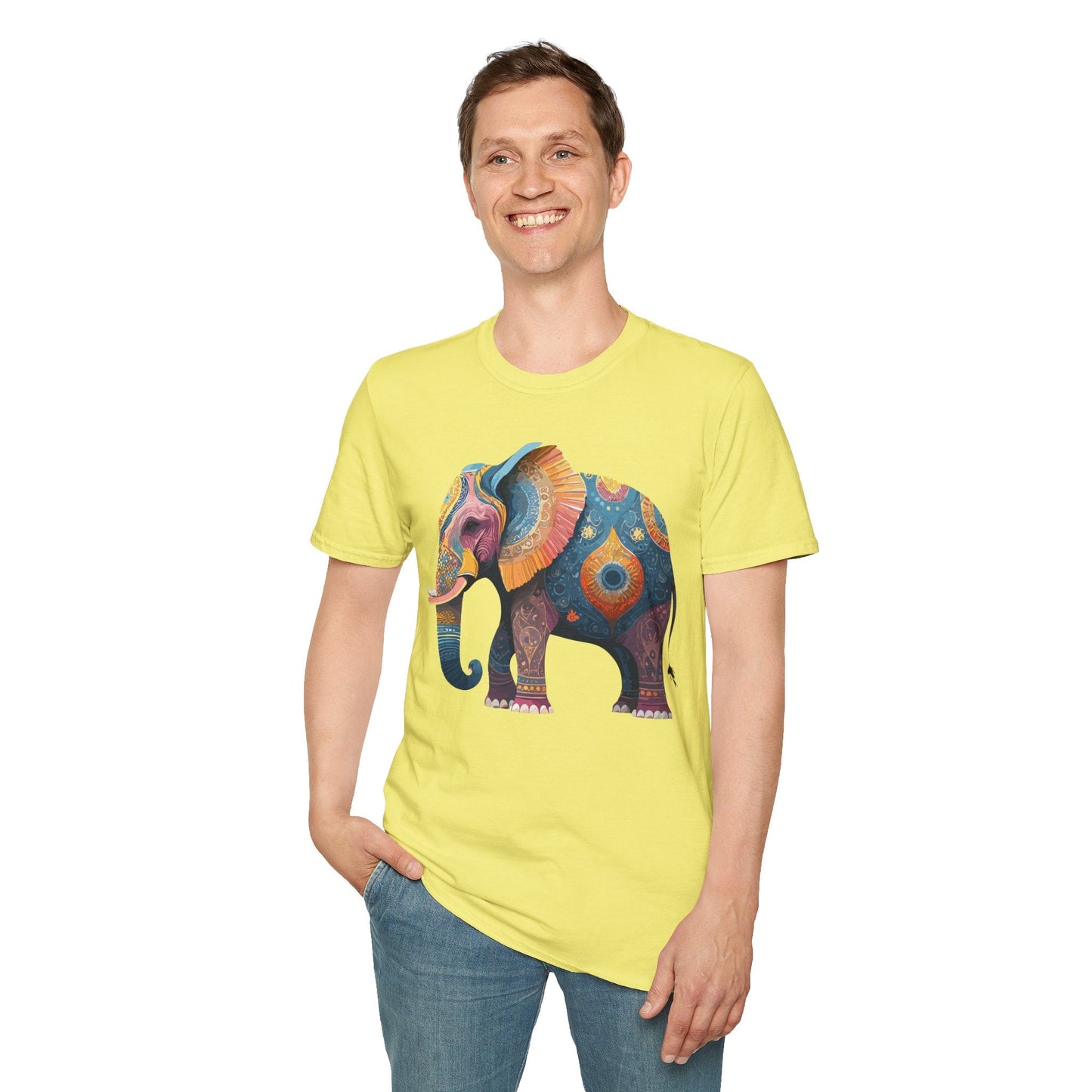 Elephant T Shirt Unisex Gildan Softstyle 64000 Tee With Animal Elephant Graphic Artwork