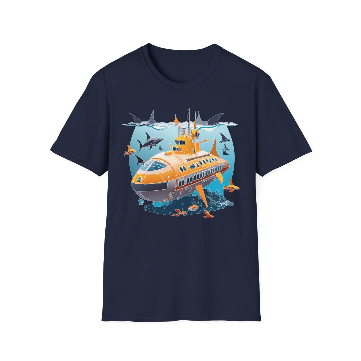 Ocean Themed Unisex Gildan Softstyle 64000 Short Sleeve T Shirt With Ocean Art Design