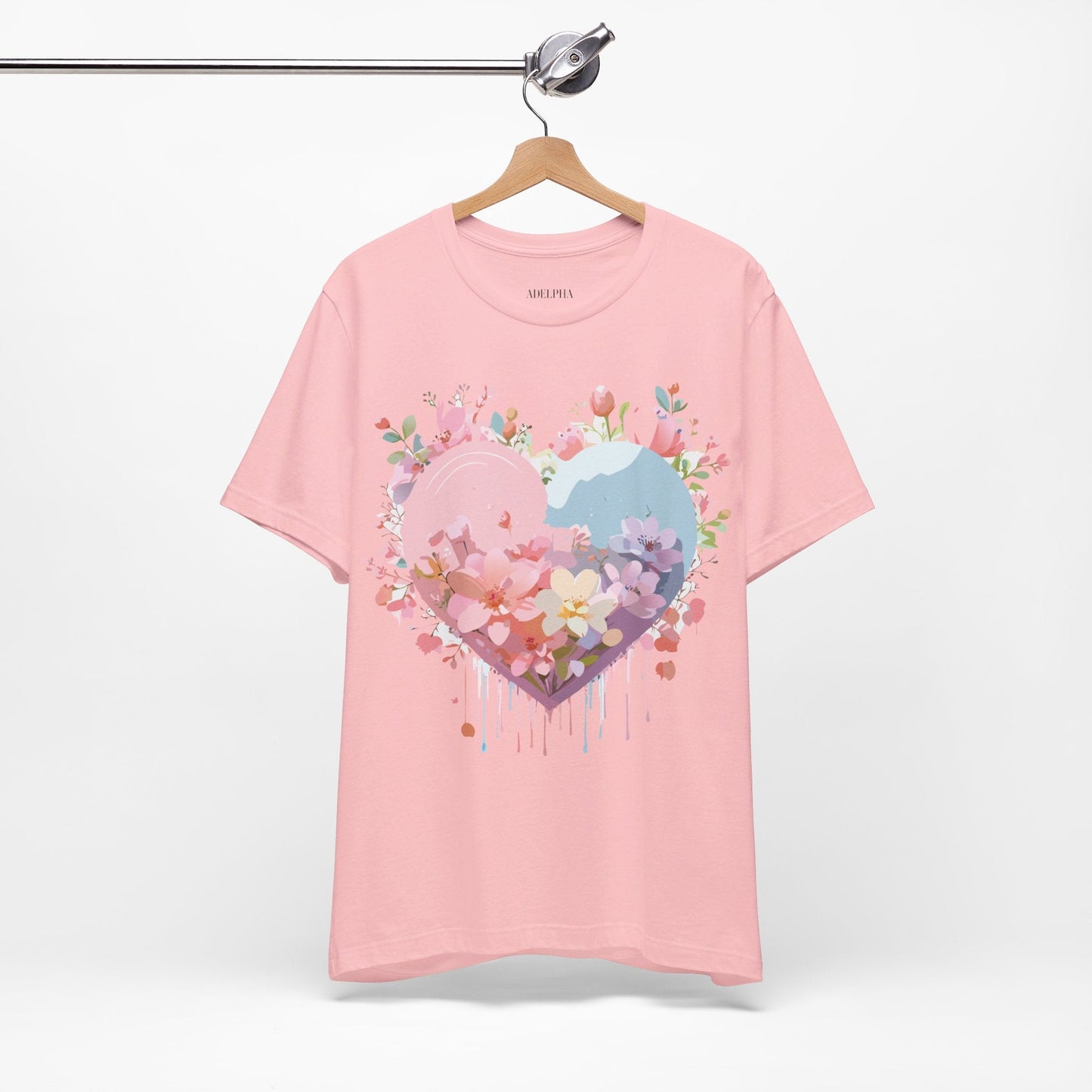 Valentine Day Graphic Unisex 100 Cotton Vintage Artwork with Love and Flower Design Tee 31