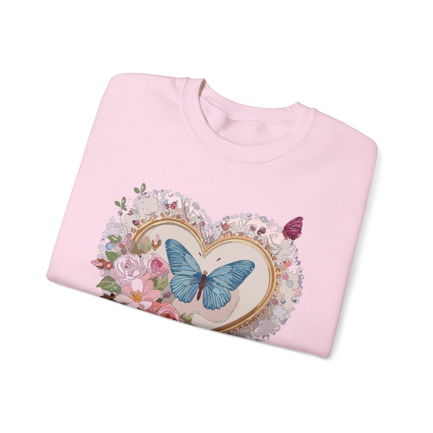 Floral Heart Unisex Crewneck Sweatshirt Valentines Floral Love Gildan 18000 Heavy Blend