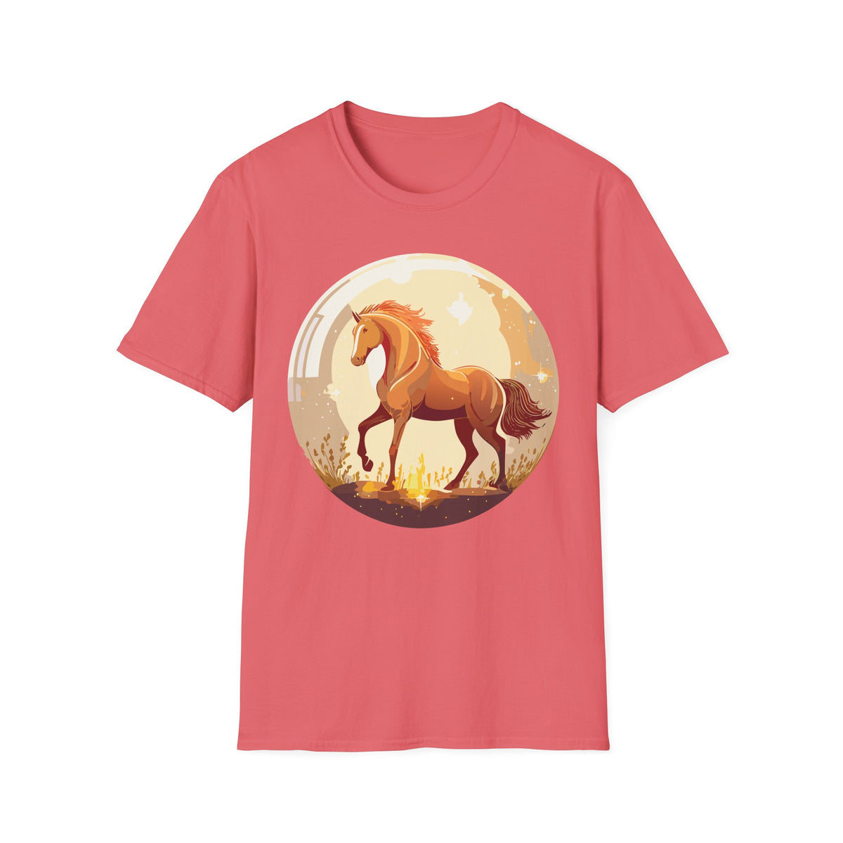 Sunset Chestnut Horse T-Shirt | Galloping Horse Graphic Tee