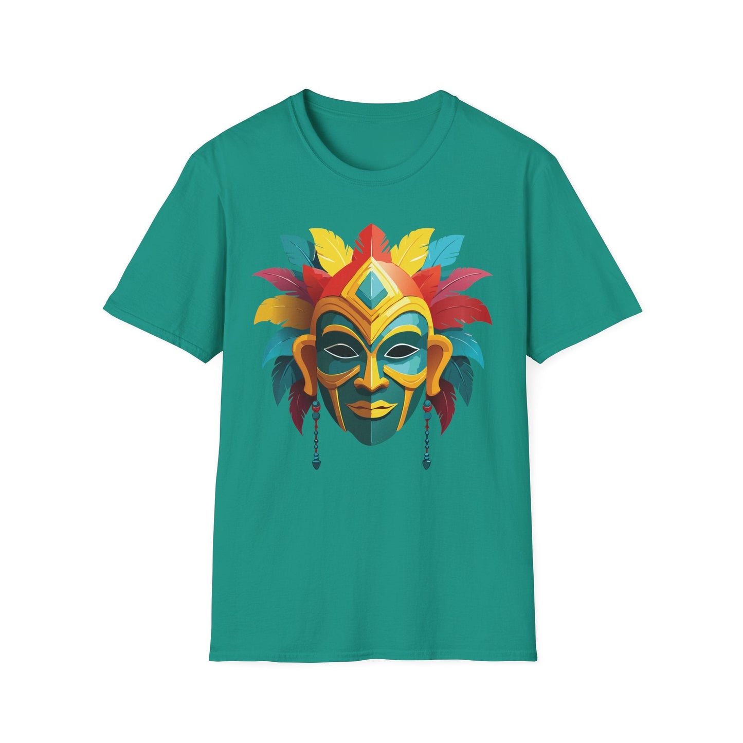 Unisex Mask Tee Shirt Gildan Softstyle 64000 Cotton Masquerade Design For Everyday Wear